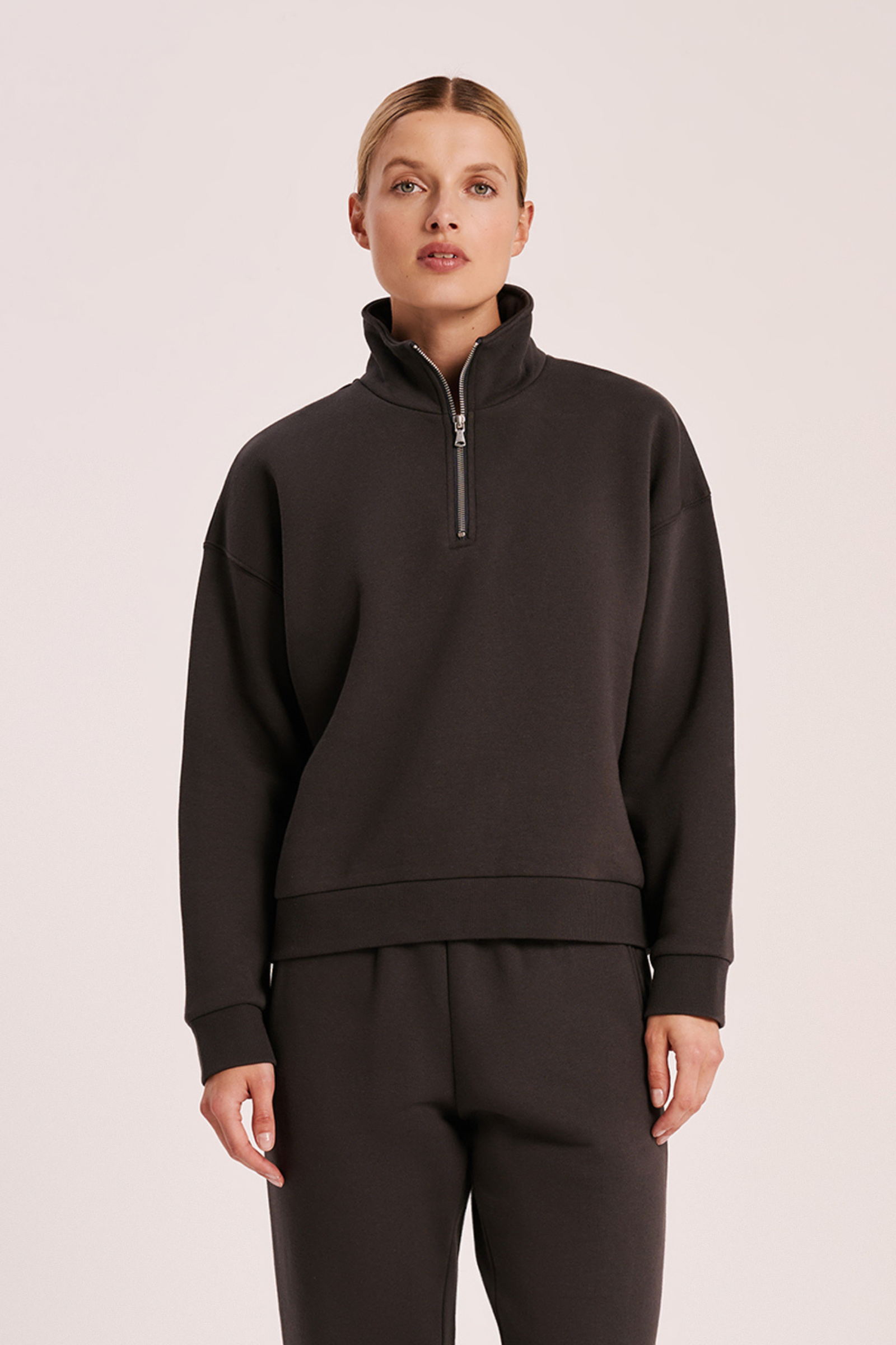 Carter Classic Zip Front Sweat Coal 
