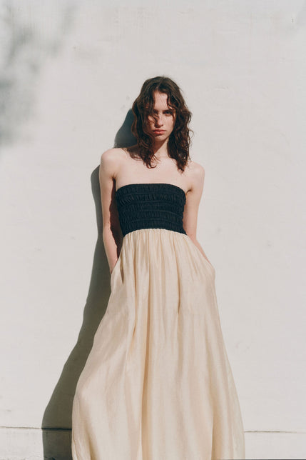 Frances Shirred Maxi Dress Chamomile Splice 