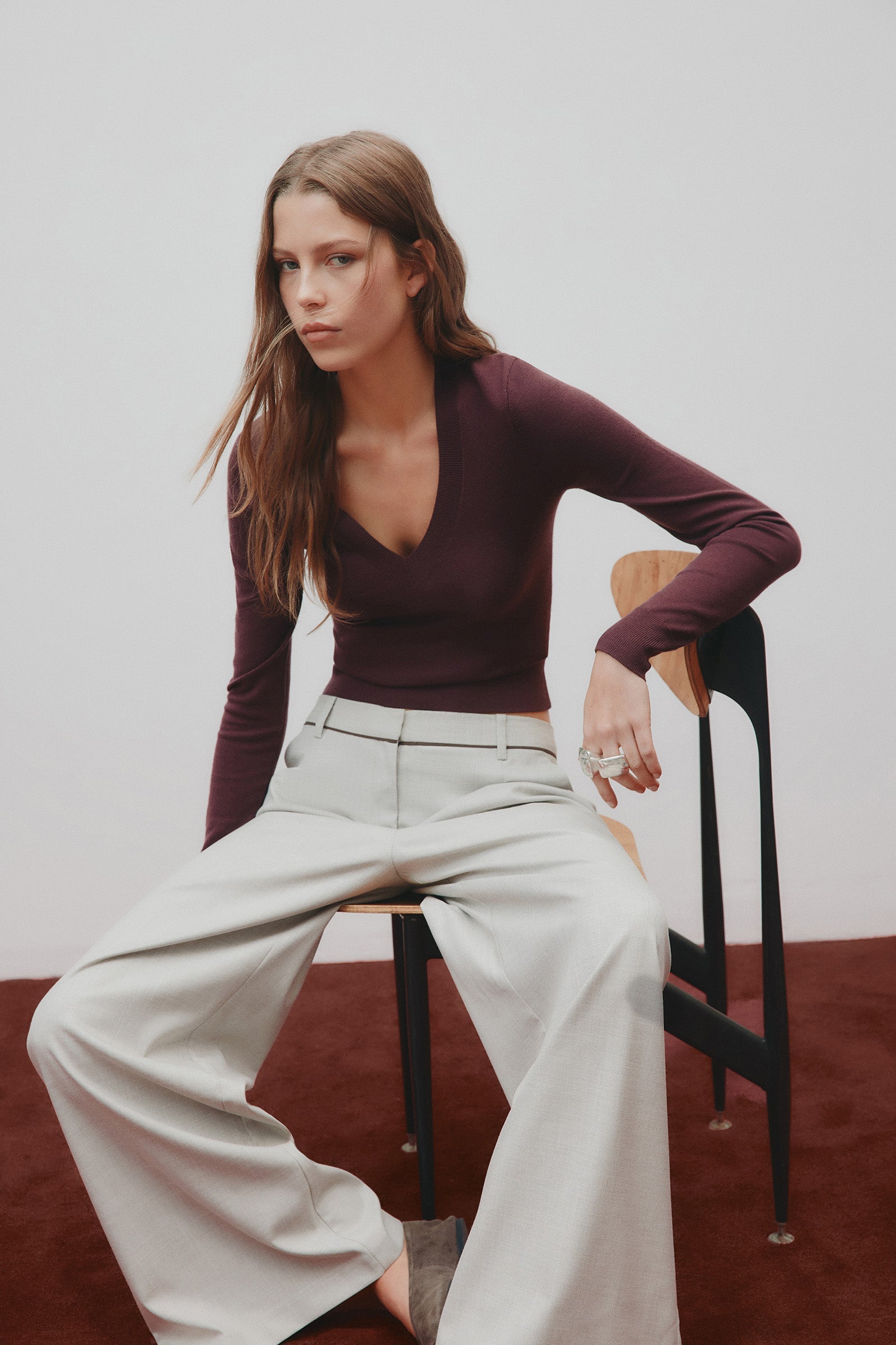 Abia Merino Blend Knit Top Mulberry 