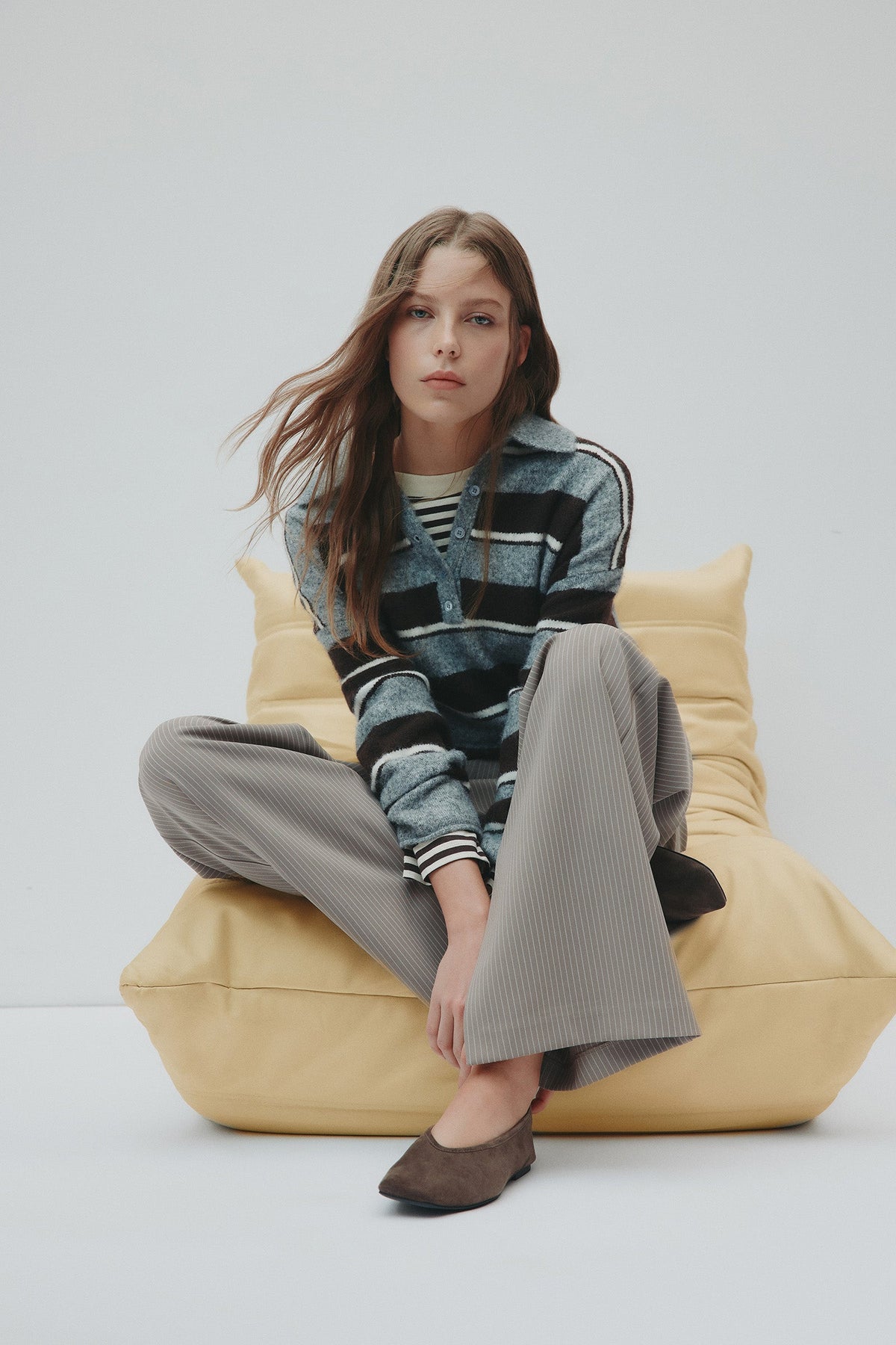 Maia Rugby Knit Charcoal Stripe 