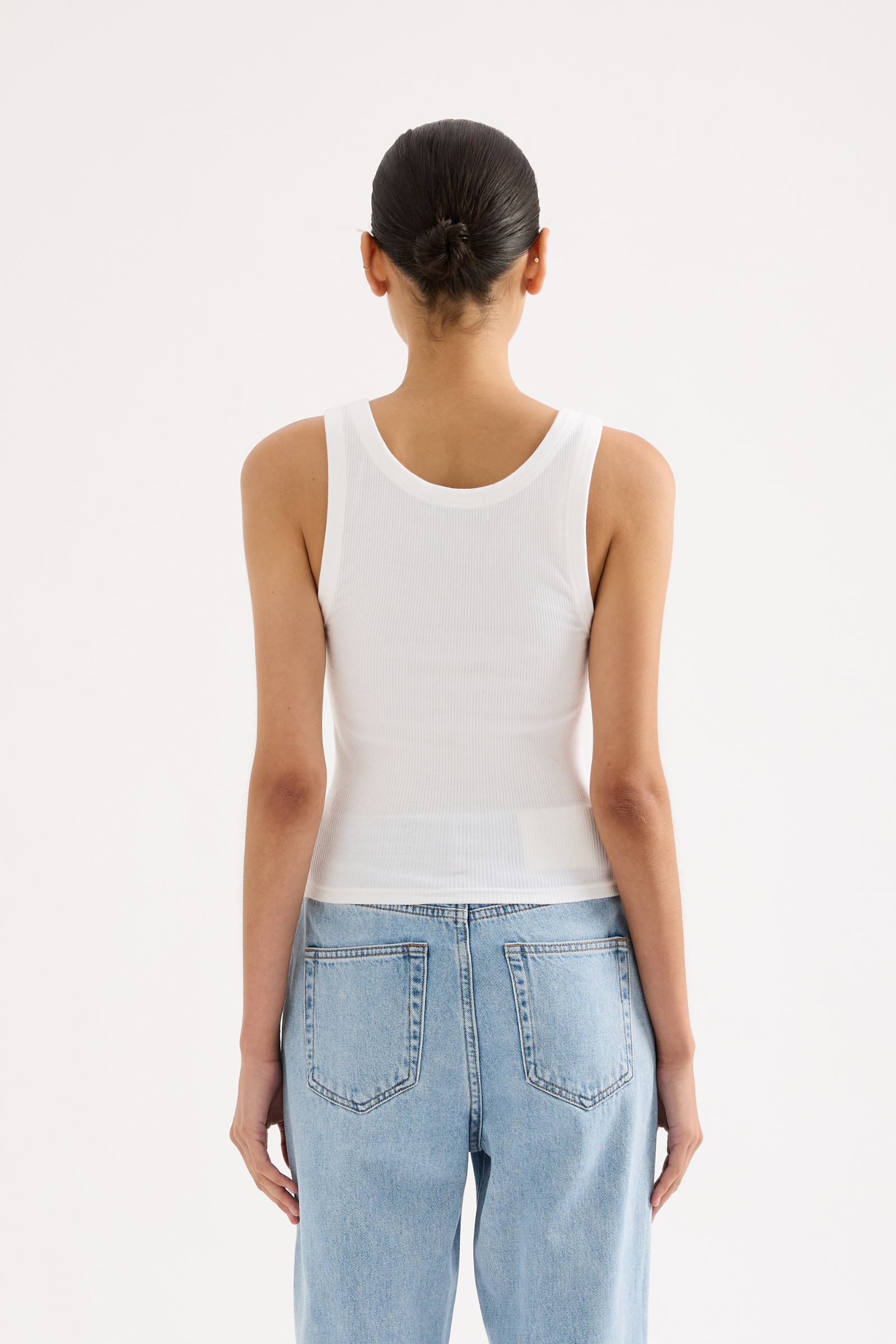 Organic Rib Singlet White 