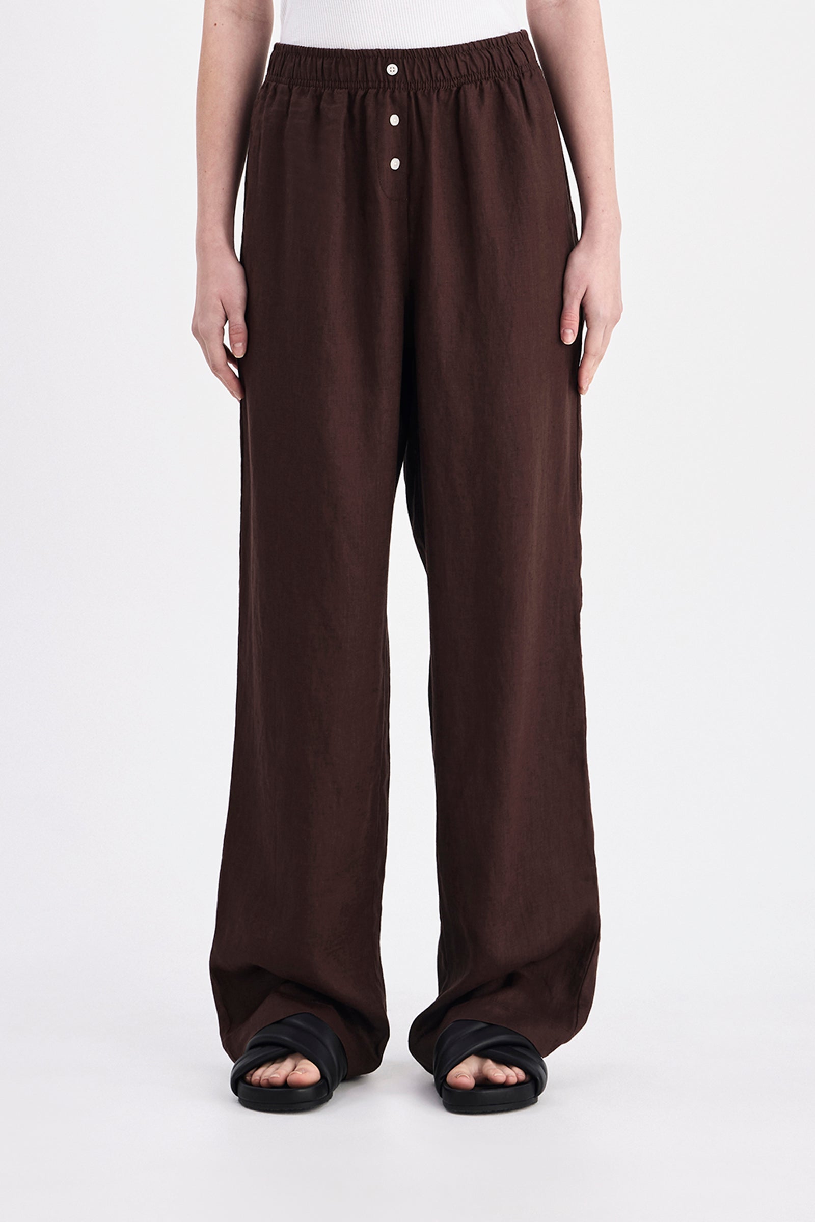 Lounge Linen Pant Chocolate 