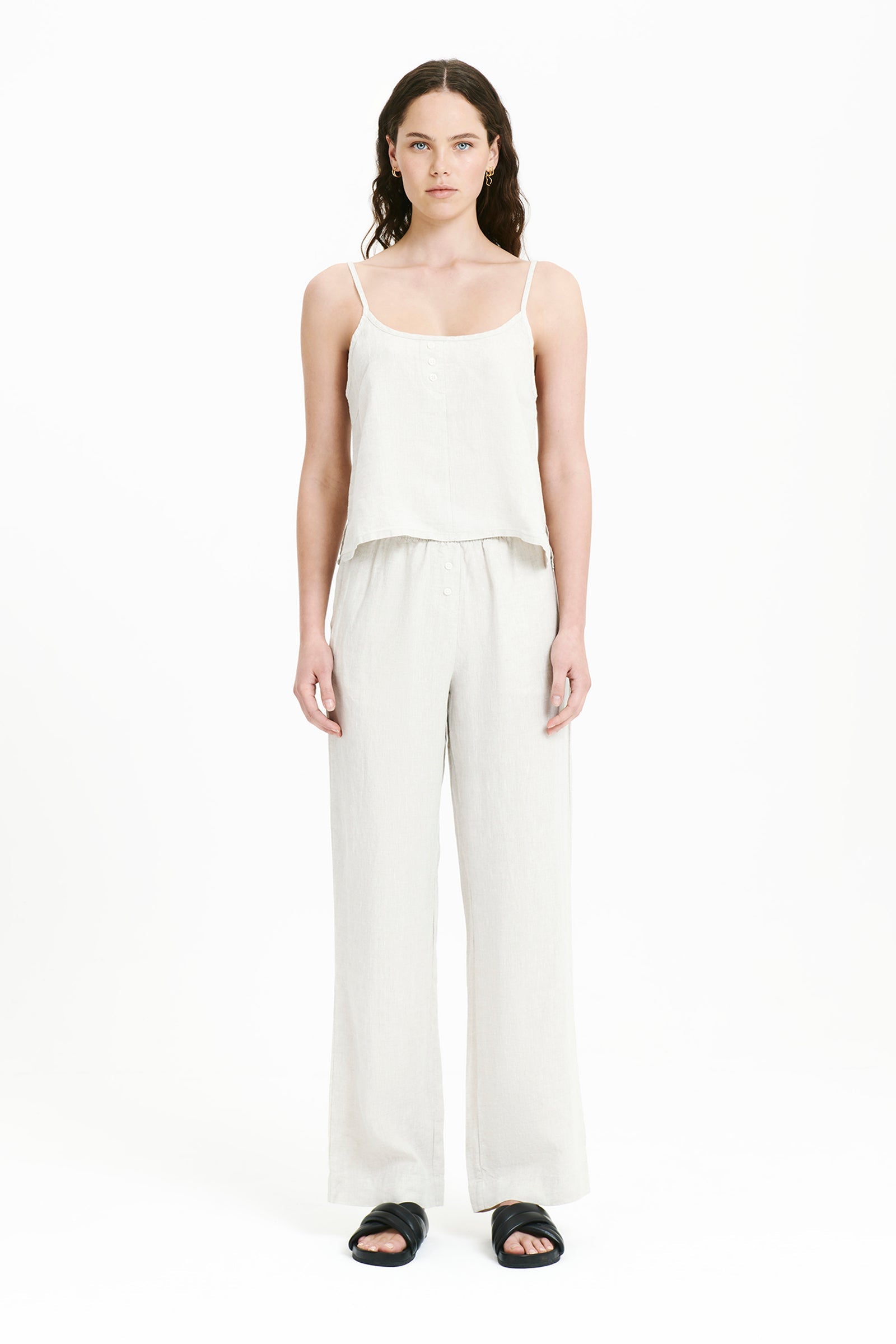 Nude Lucy Lounge Linen Camisole Top Natural 