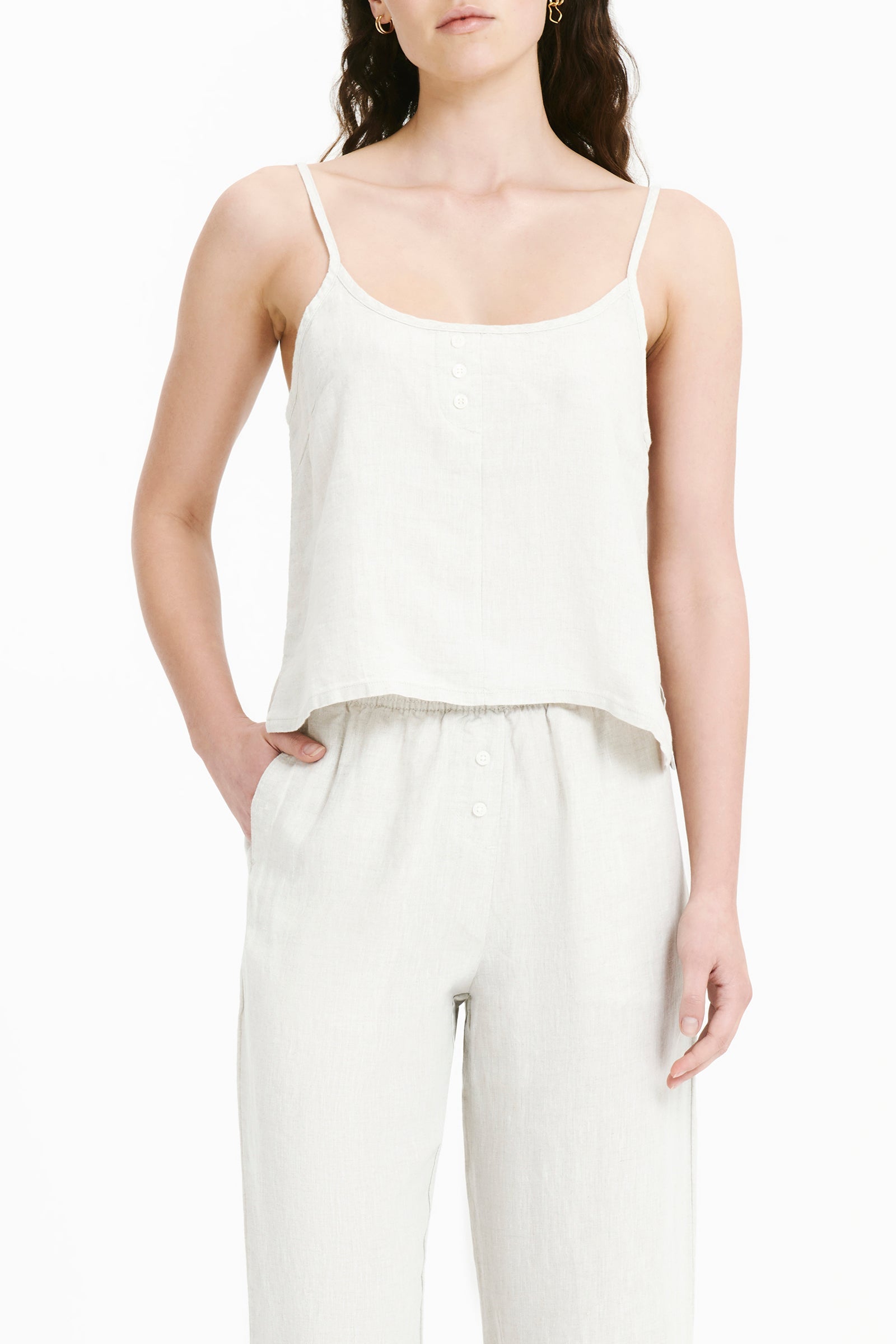 Nude Lucy Lounge Linen Camisole Top Natural 
