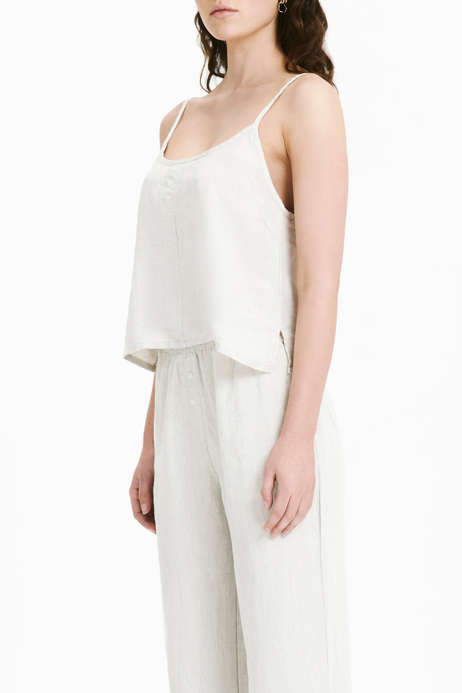Nude Lucy Lounge Linen Camisole Top Natural 