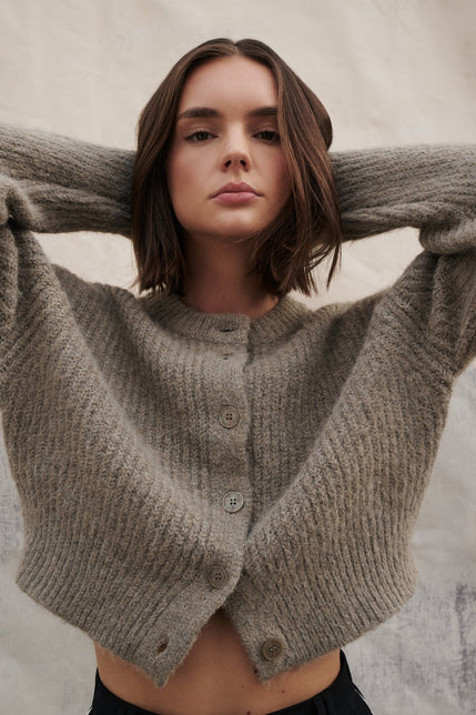 Nixon Cropped Cardigan Vine 