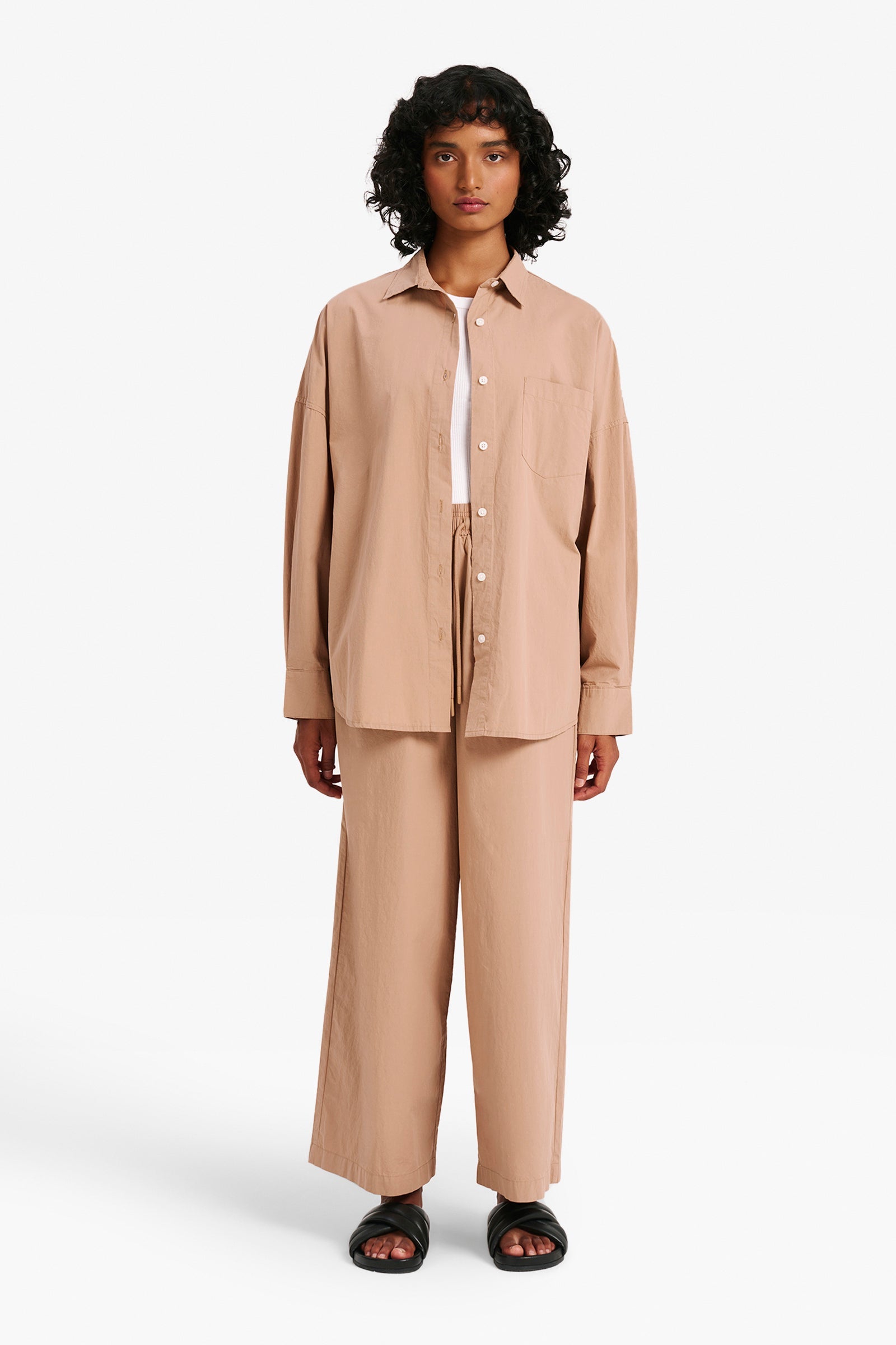 Nude Lucy Cruz Poplin Shirt In A Brown Sesame Colour 