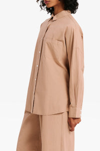 Nude Lucy Cruz Poplin Shirt In a Brown Sesame Colour