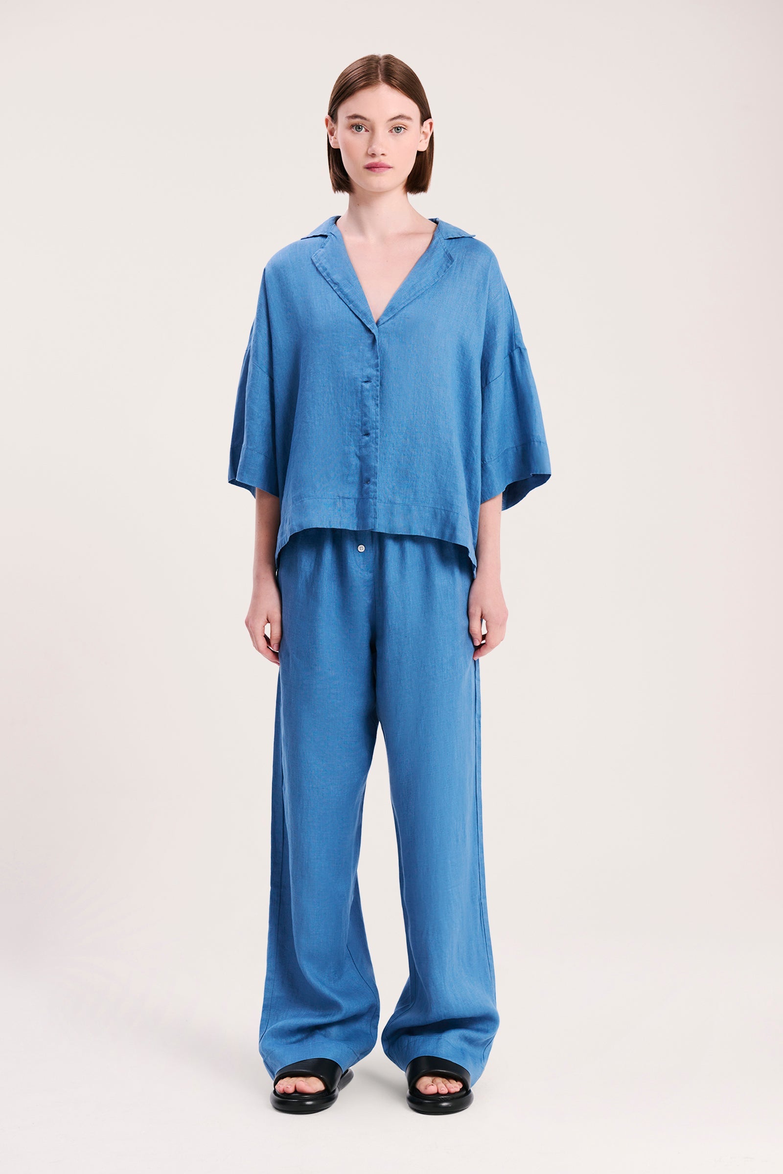 Nude Lucy Lounge Linen Shirt In Storm 