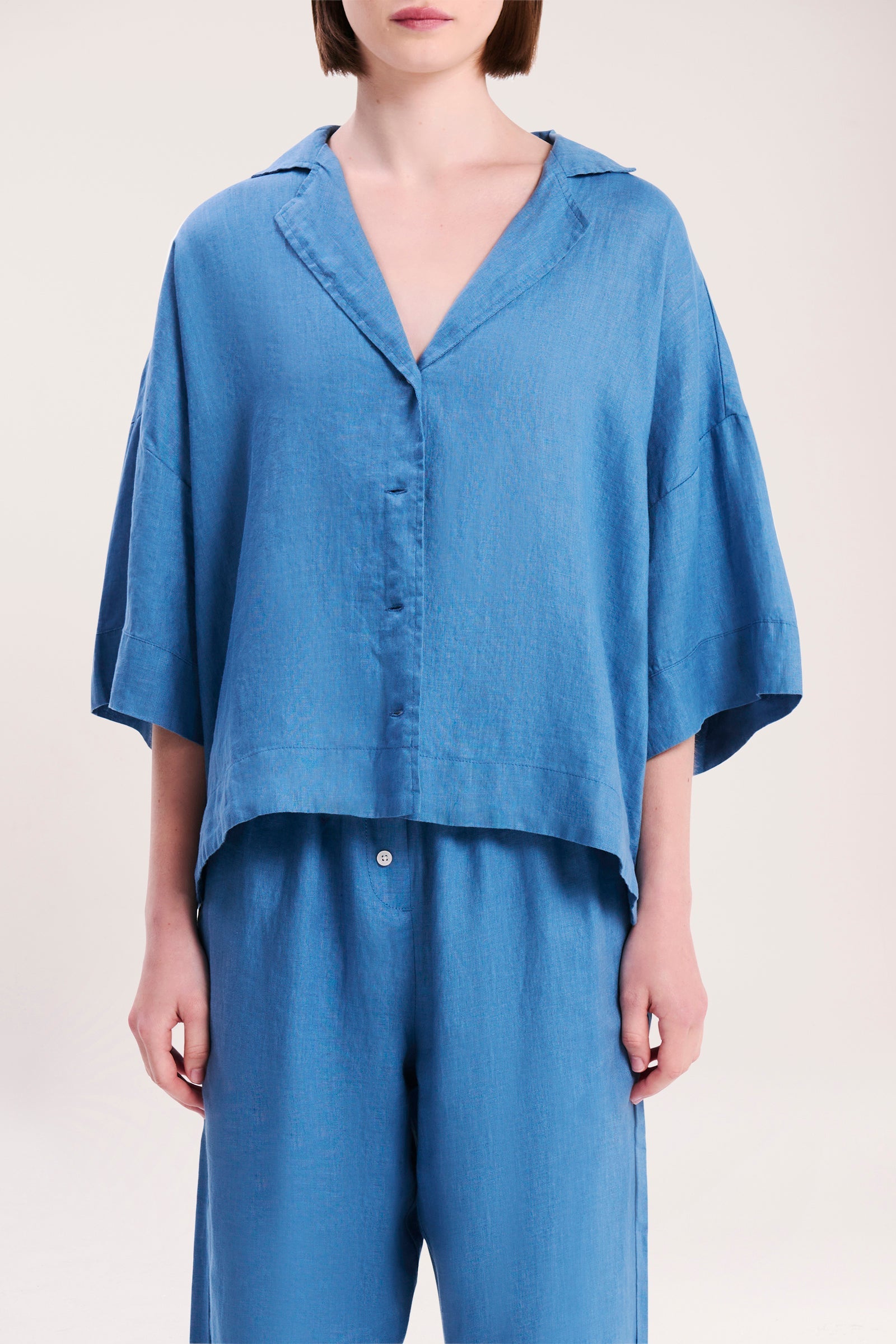 Nude Lucy Lounge Linen Shirt In Storm 