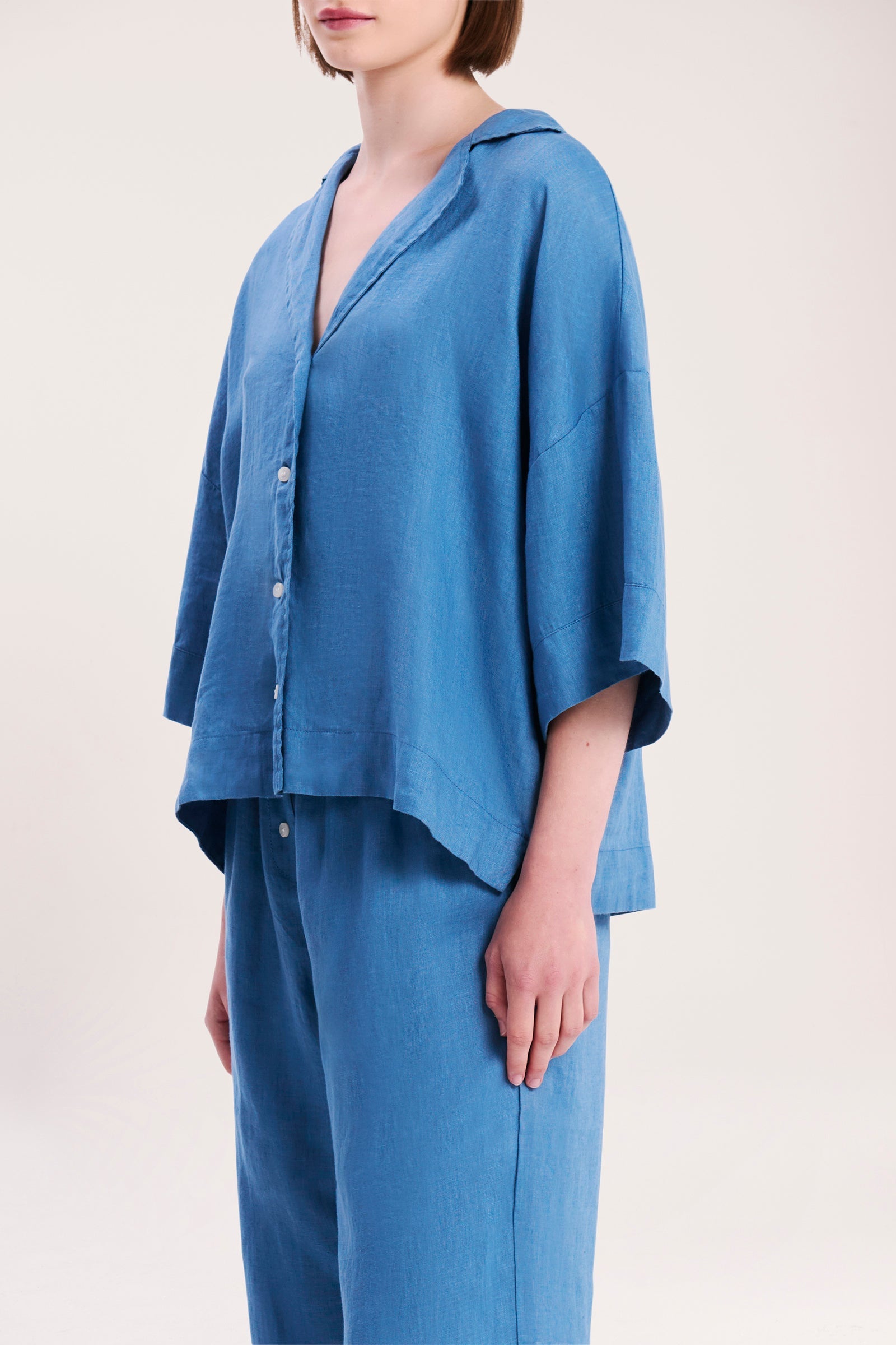 Nude Lucy Lounge Linen Shirt In Storm 