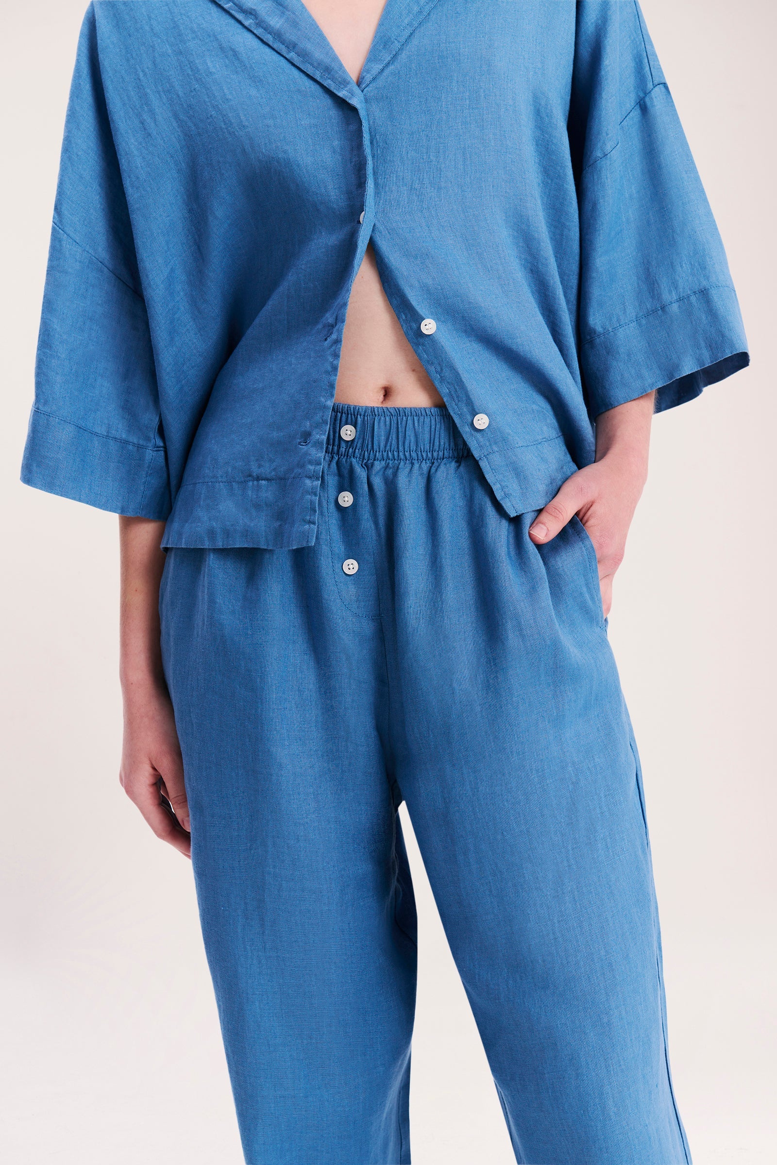 Nude Lucy Lounge Linen Pant In Storm 