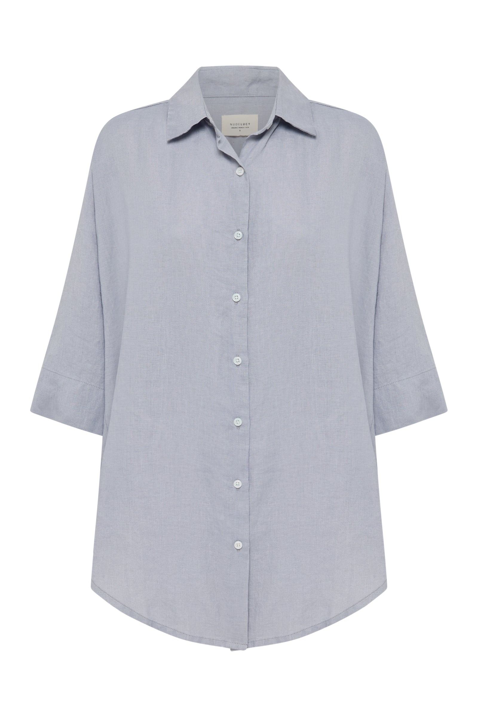 Lounge Linen Longline Shirt Storm 