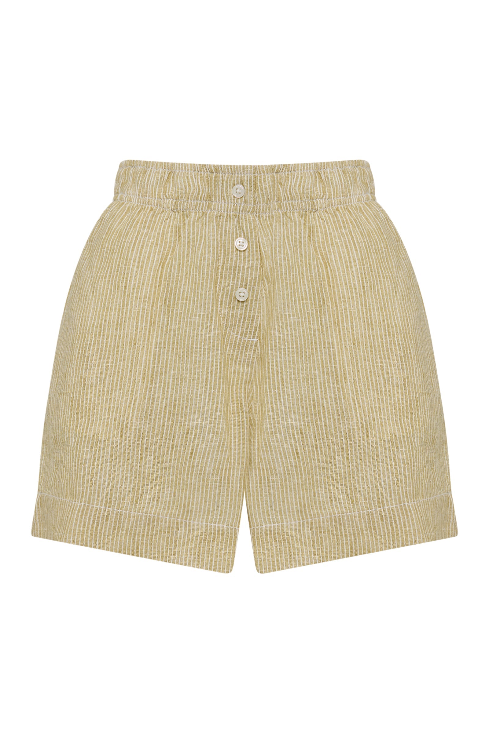 Lounge Stripe Linen Short Moss Stripe 
