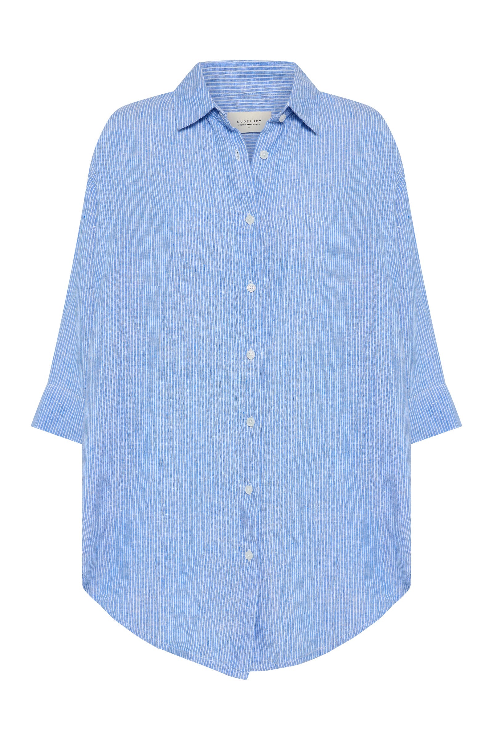 Lounge Stripe Linen Long Shirt Blue Stripe 