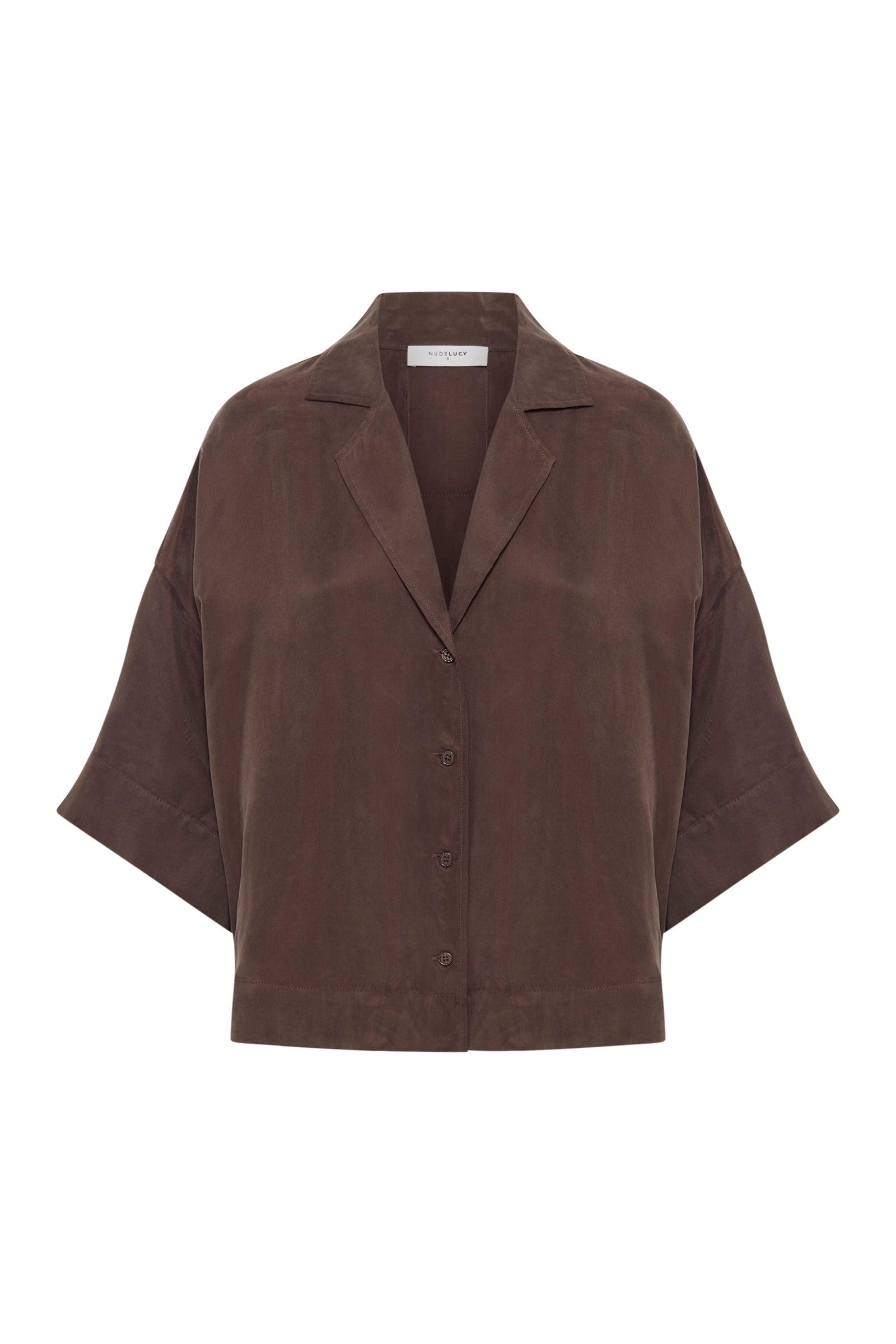 Rika Ss Cupro Shirt Walnut 
