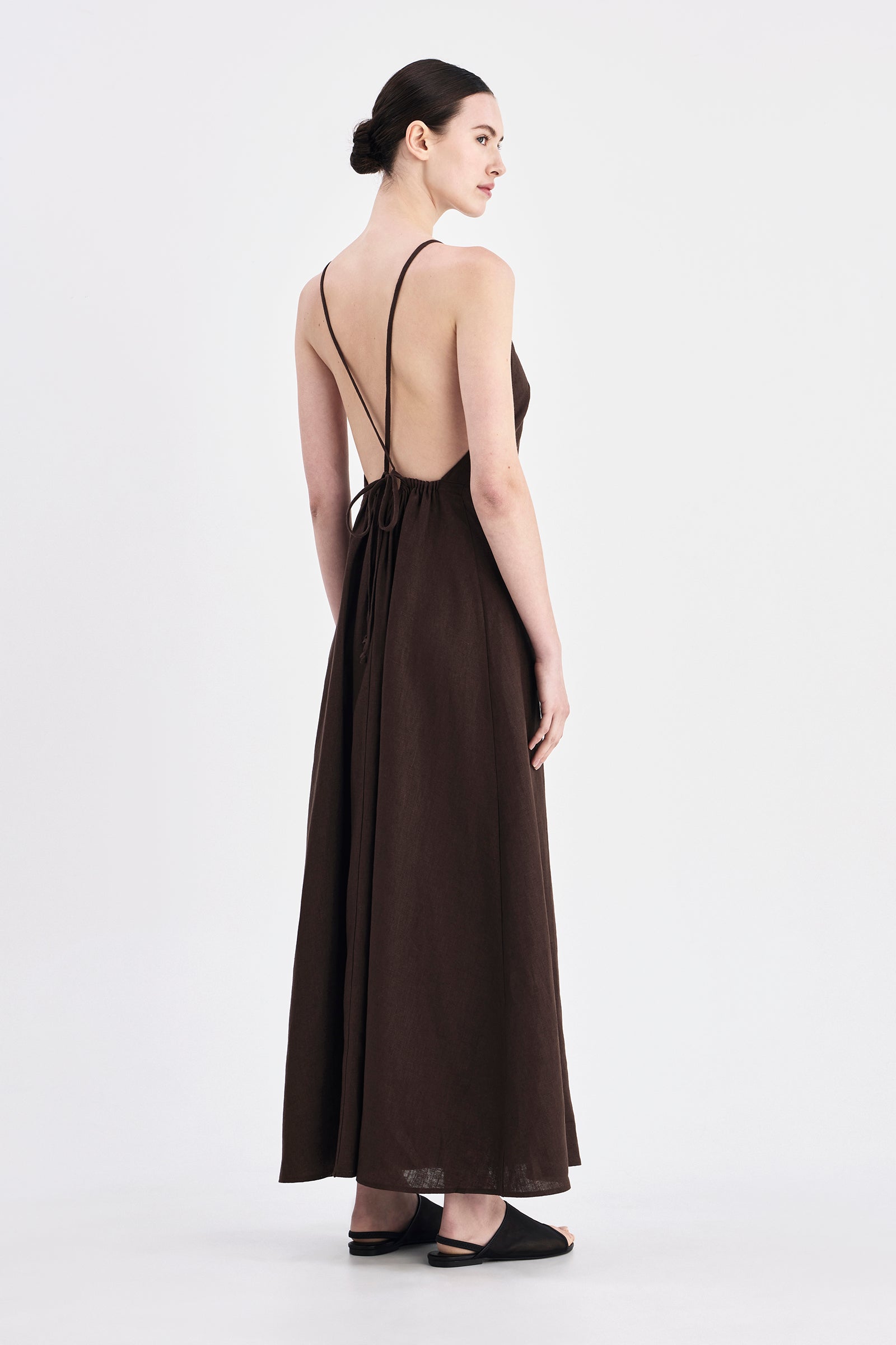 Womens Ziba Linen Maxi Dress Browns Size Xxl Womens Ziba Linen Maxi Dress Browns Size Xxl