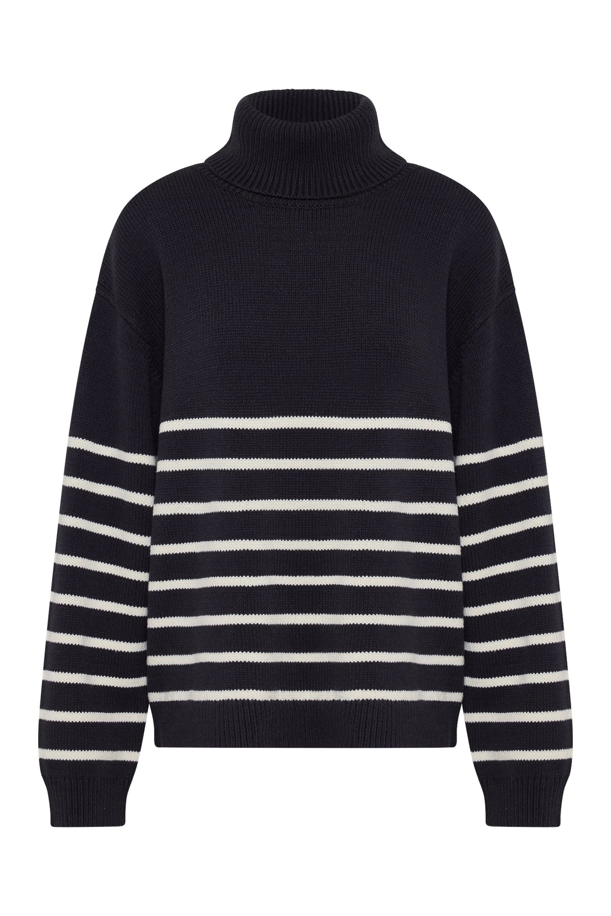 Venus Turtleneck Knit Navy Stripe 