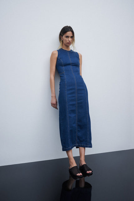 Ida Denim Maxi Dress Force Blue 