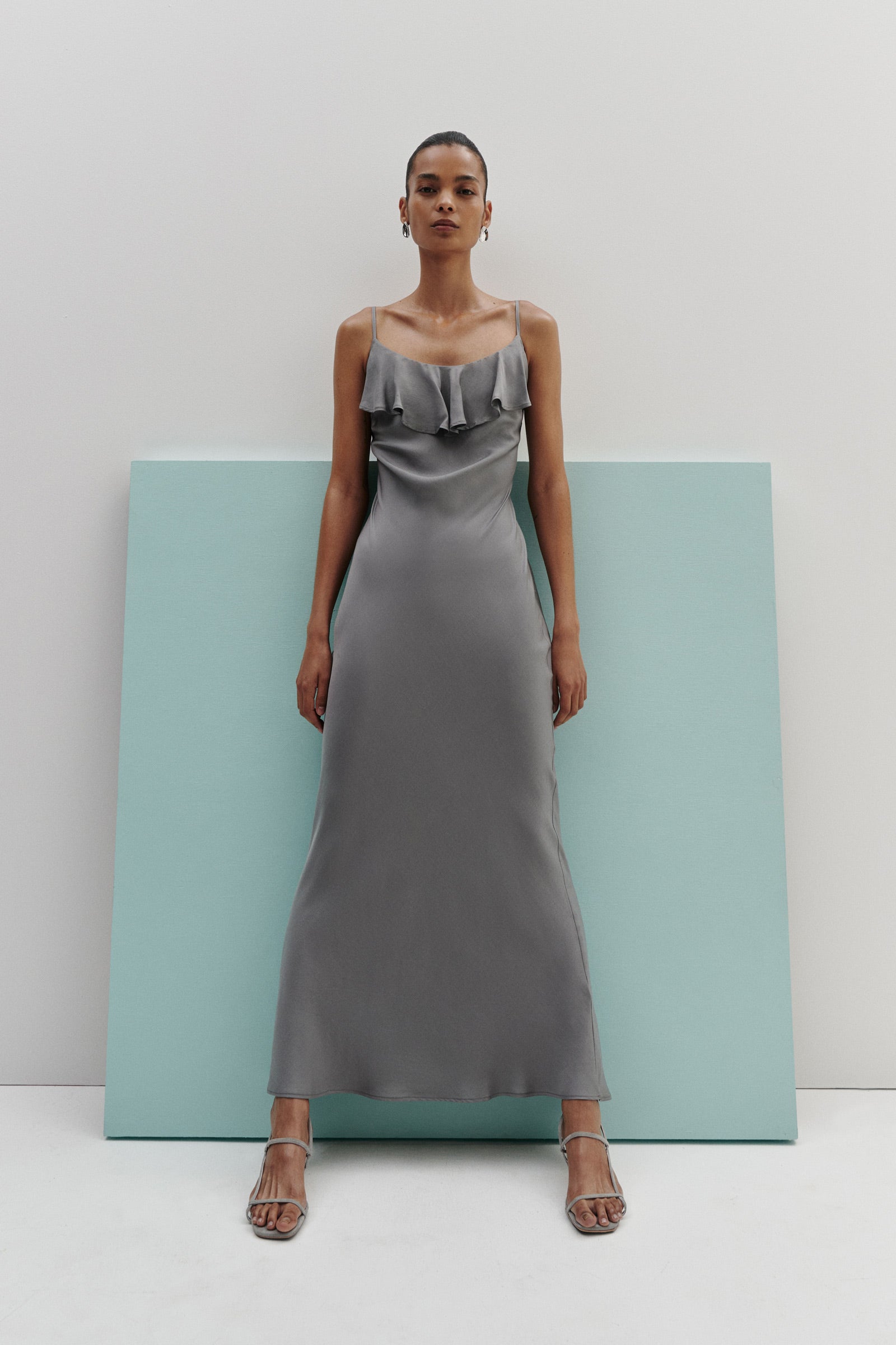 Neve Slip Maxi Dress Pewter 