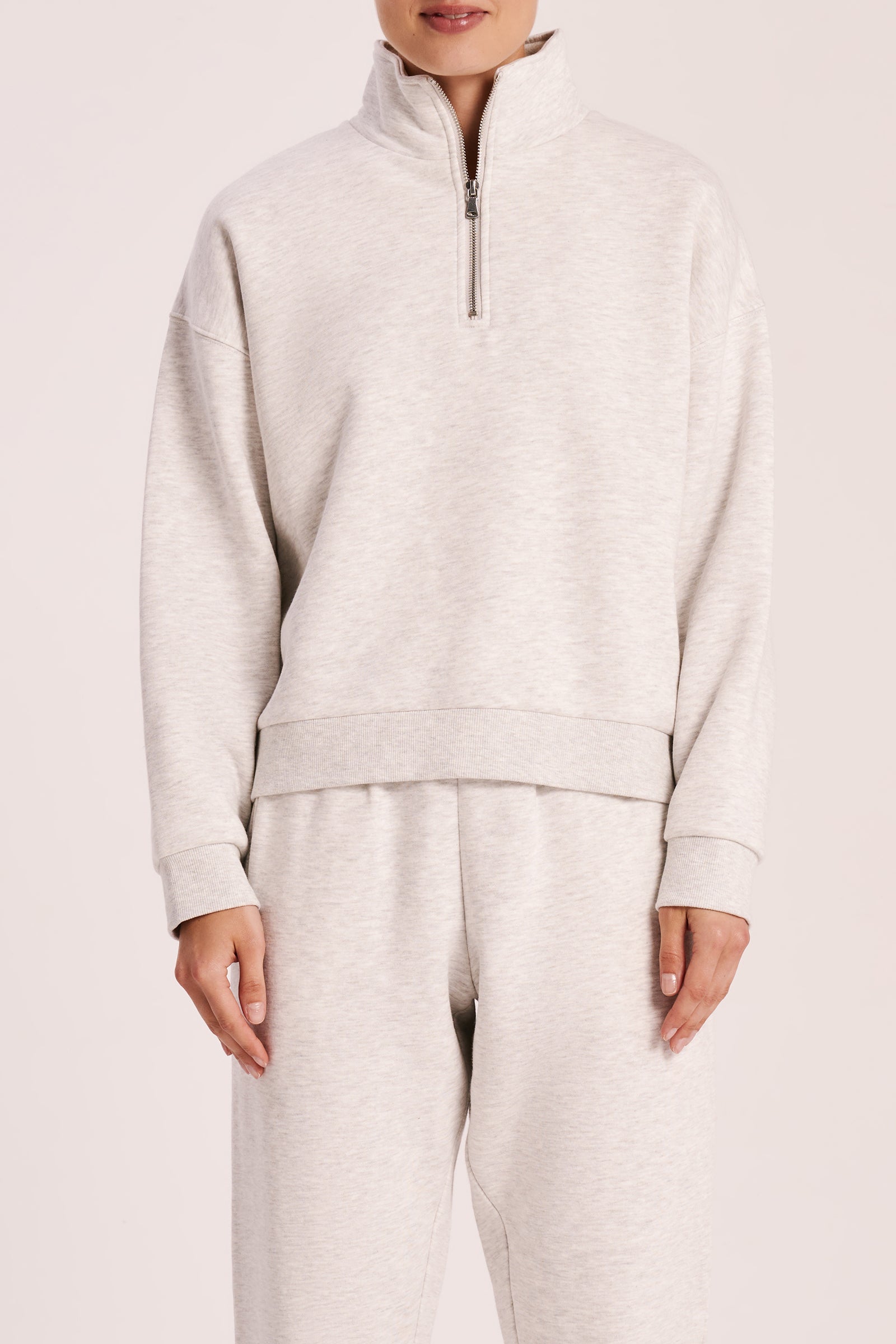 Carter Classic Zip Front Sweat Snow Marle 