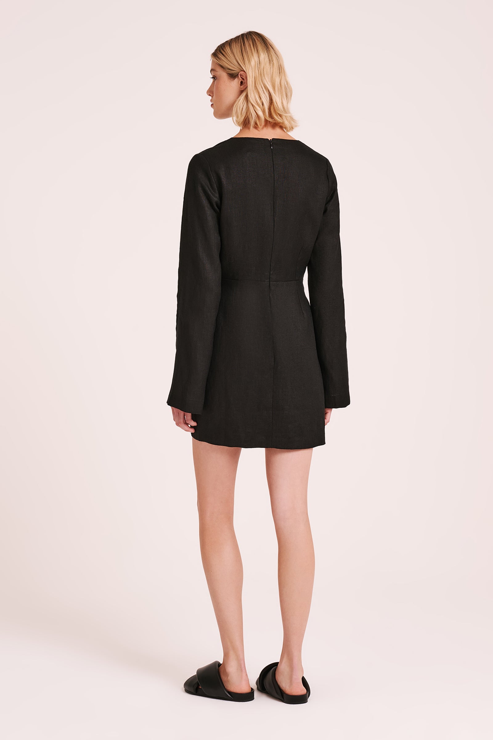 BRYNN LINEN MINI DRESS - Black / XXS BRYNN LINEN MINI DRESS - Black / XXS