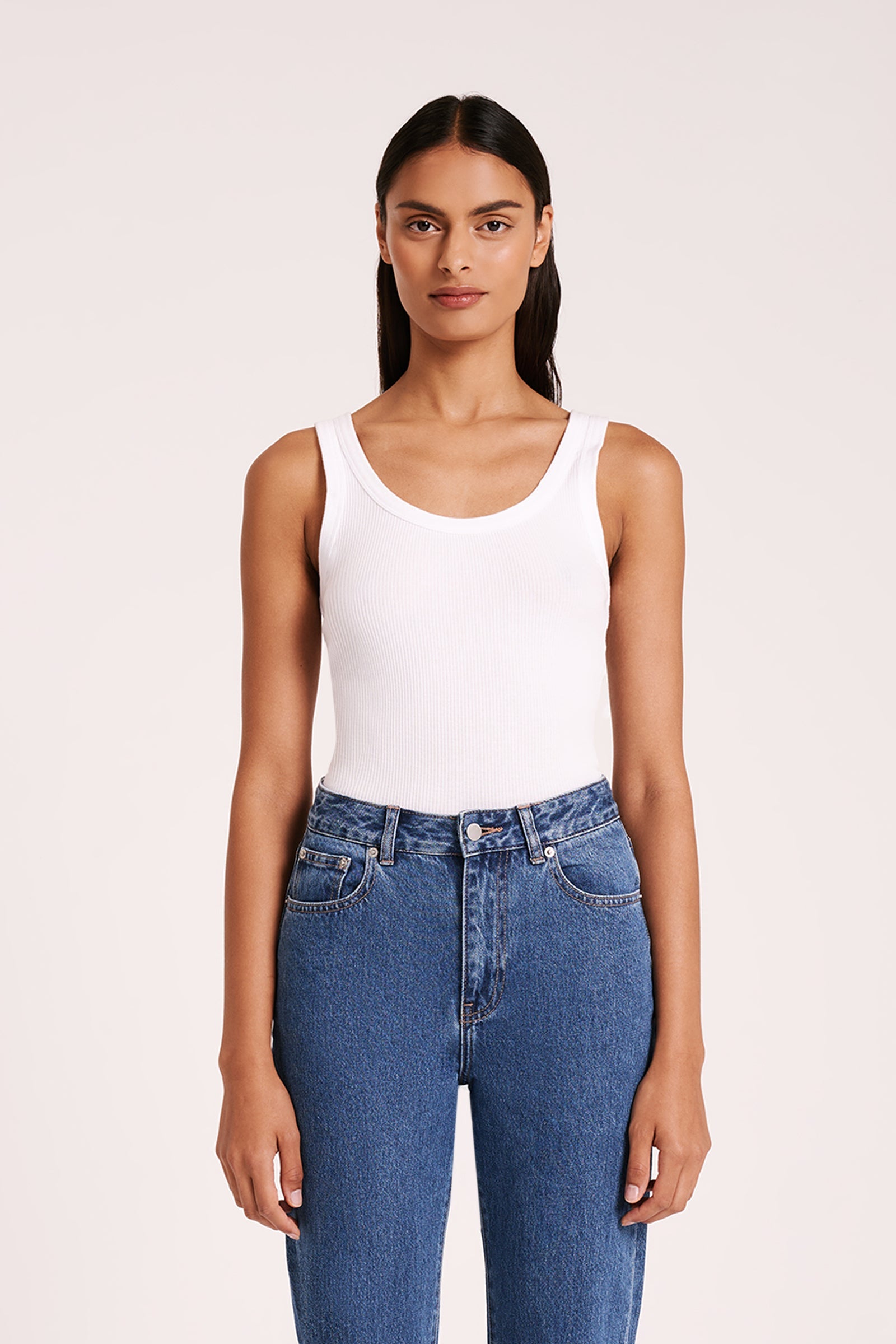 Organic Rib Singlet White 