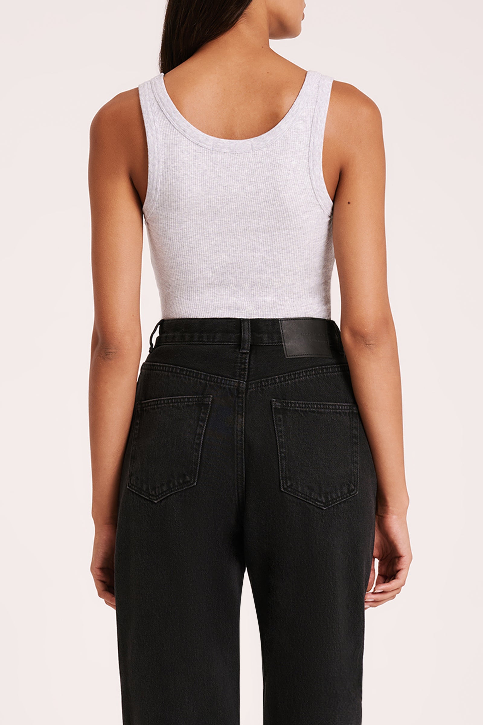 Organic Rib Singlet Grey Marle 