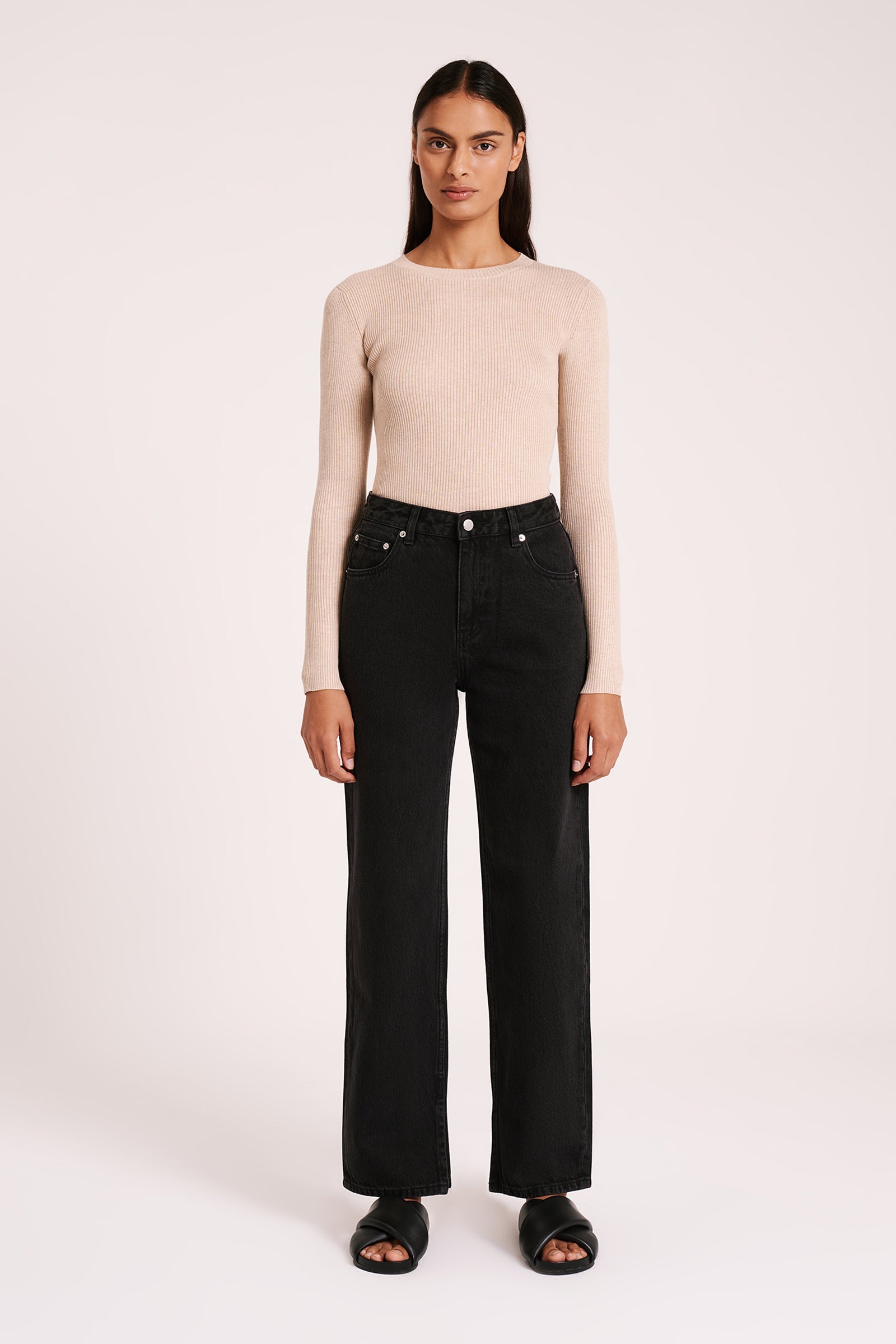 Organic Split Hem Jean Vintage Black 