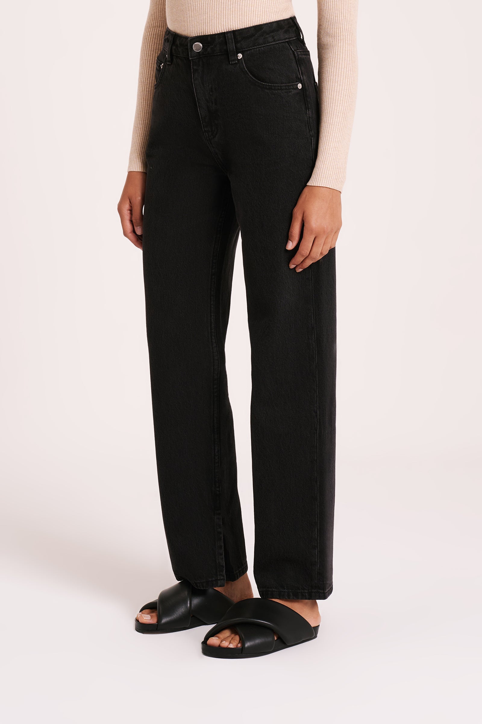 Organic Split Hem Jean Vintage Black 