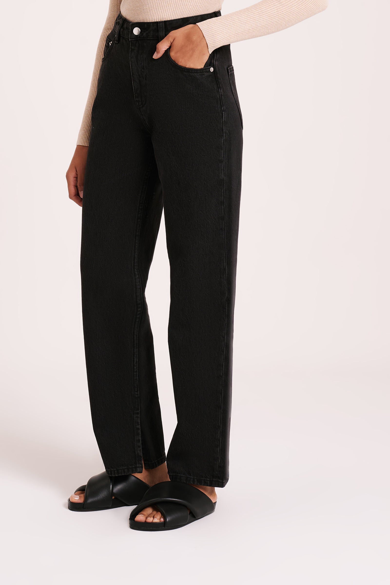 Organic Split Hem Jean Vintage Black 