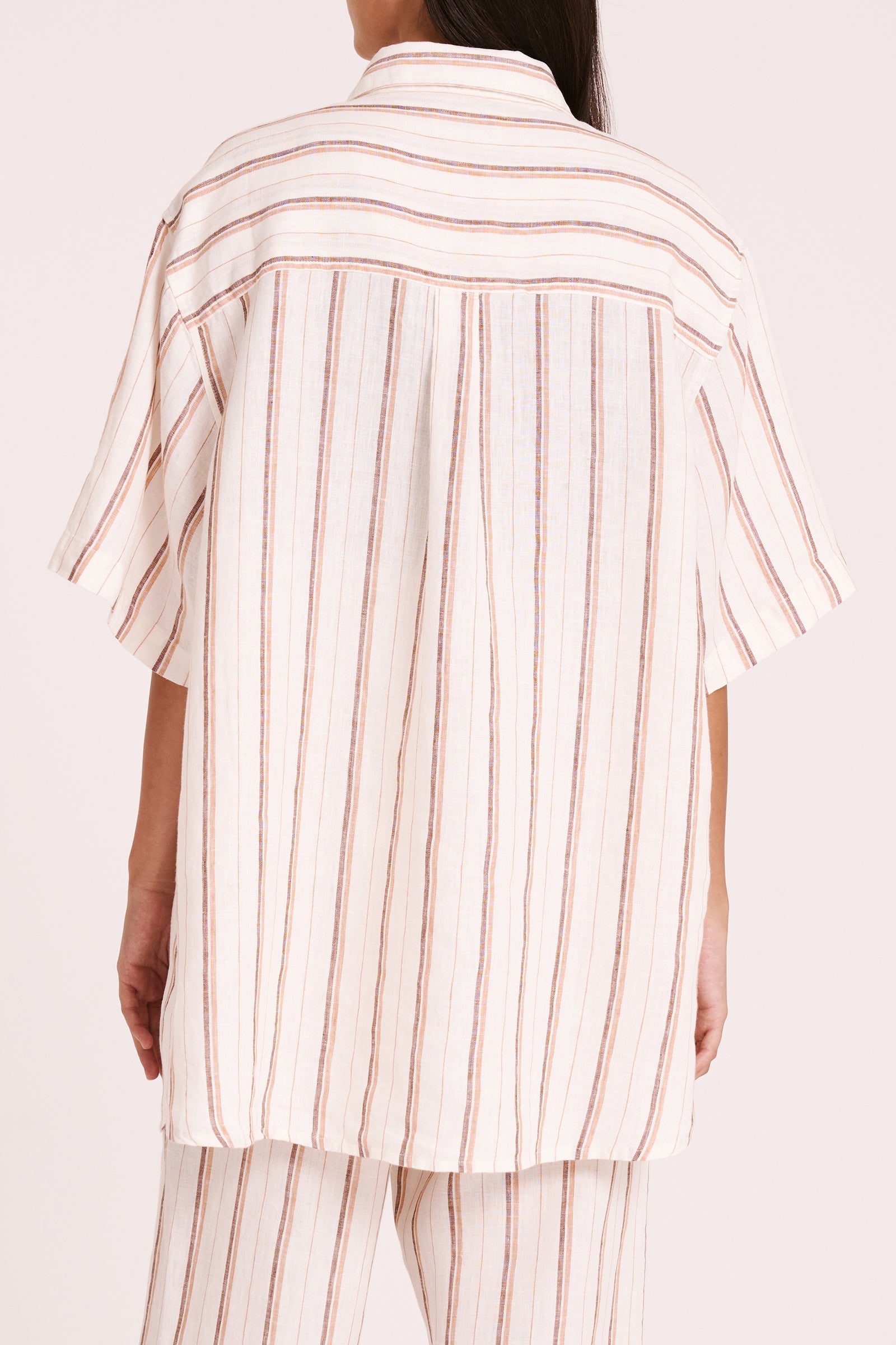 Aisha Linen Shirt Amber Stripe 