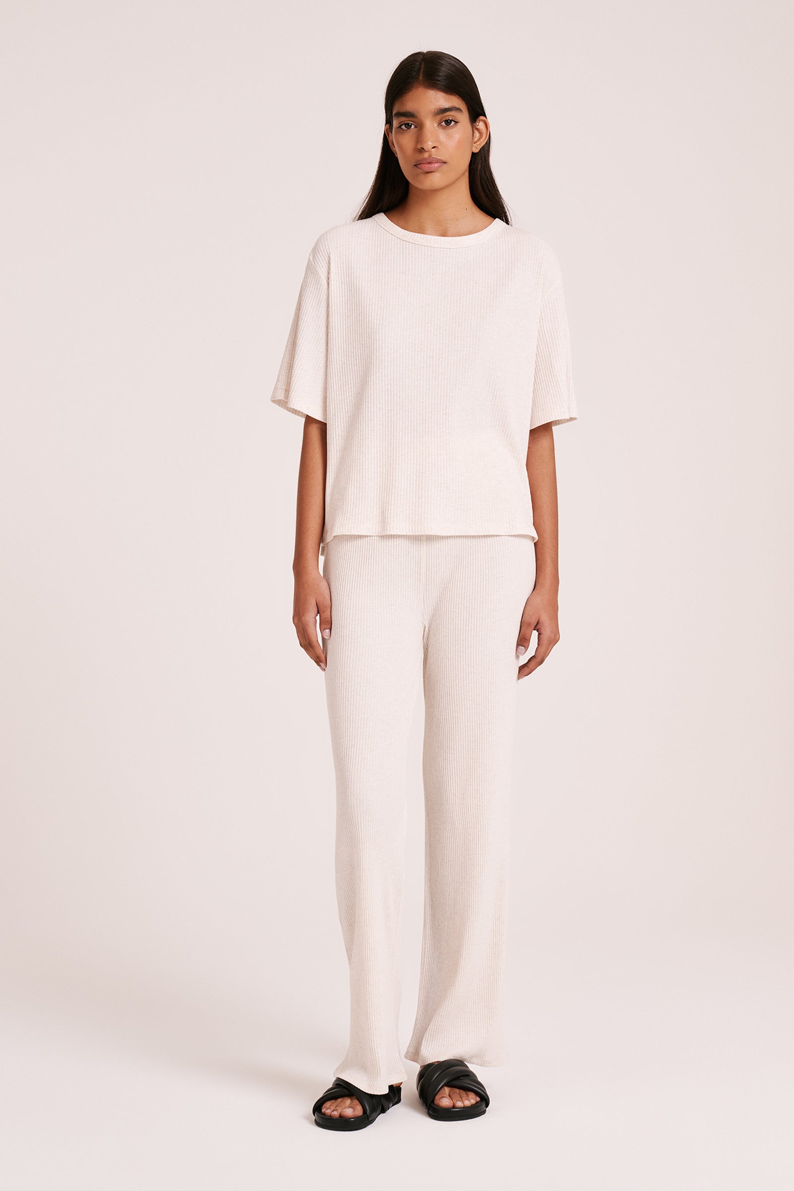 Nude Lounge Ribbed Pant Cream Marle 