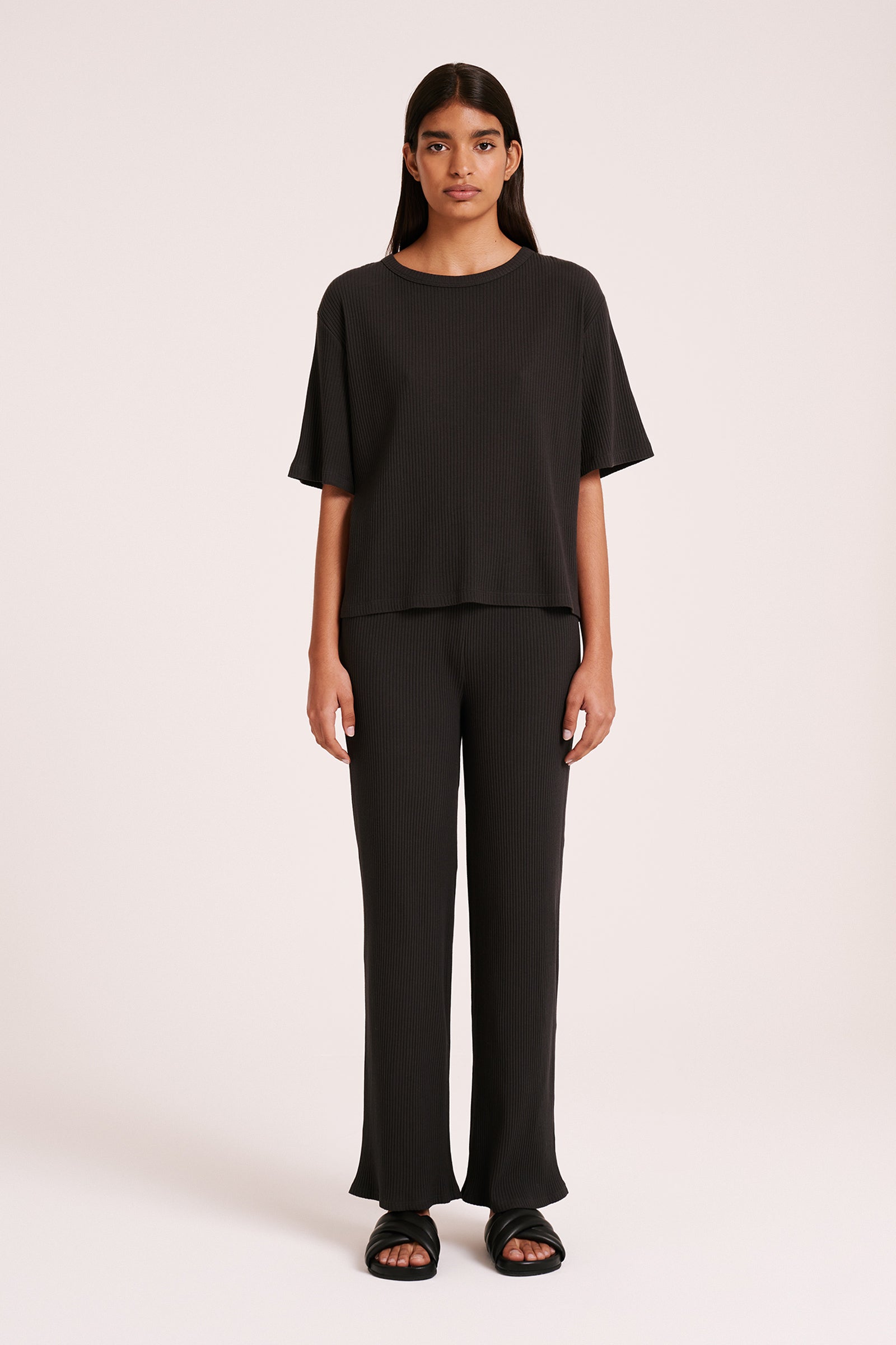 Nude Lounge Ribbed Pant Coal 