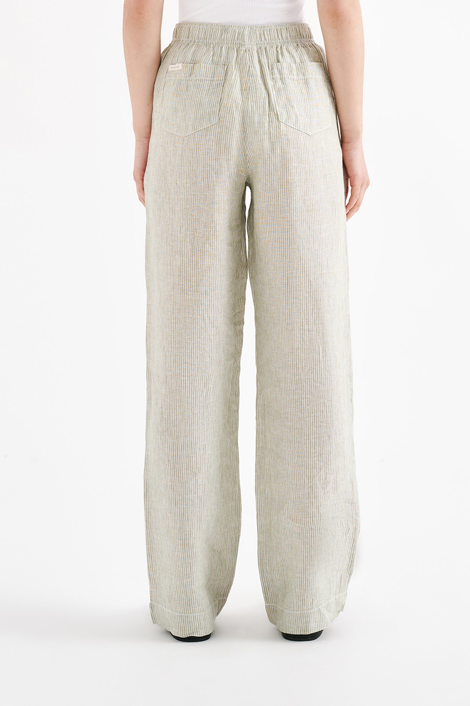Lounge Stripe Linen Pant Sage Stripe 