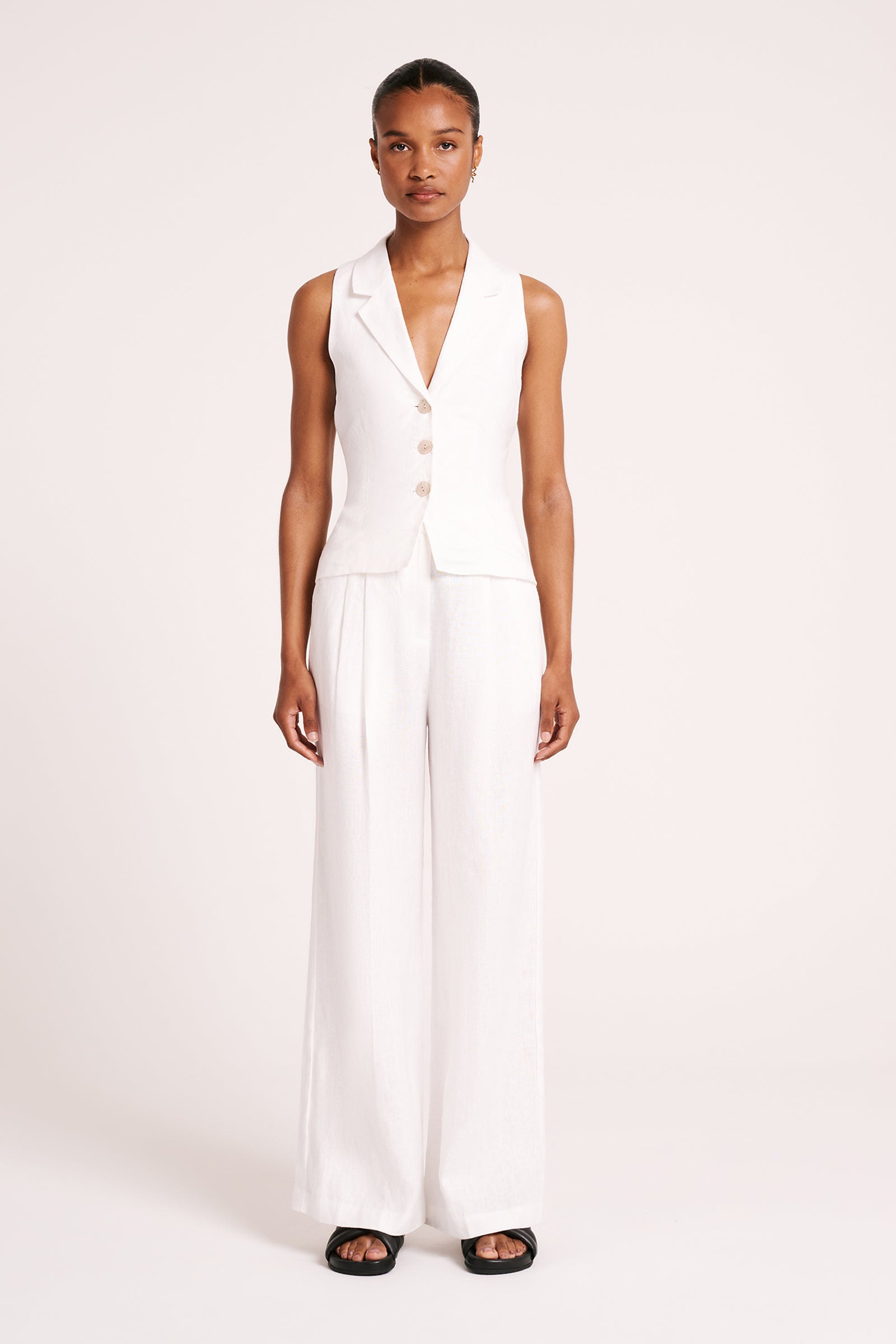 Thilda Linen Vest White 