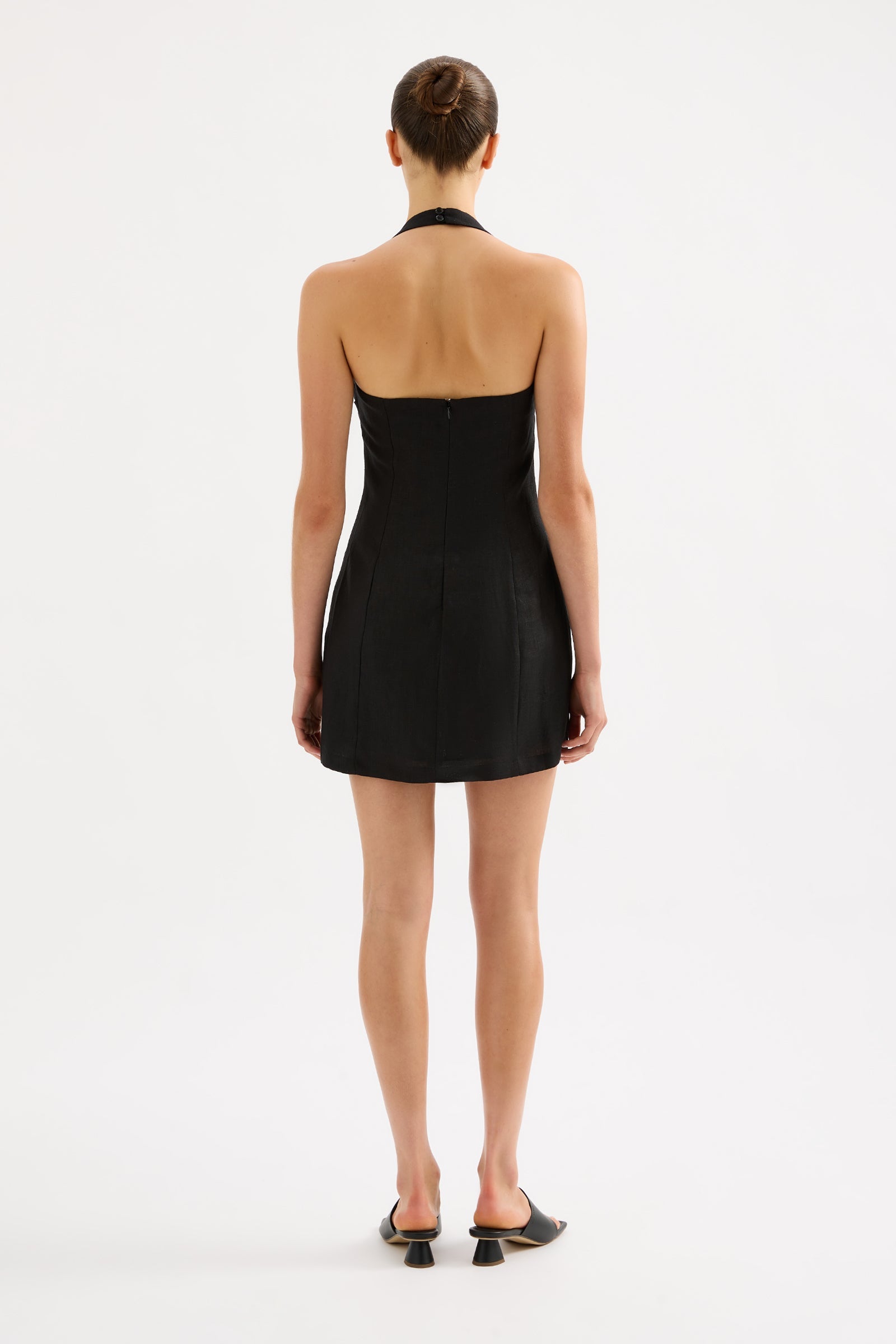 Reyes Linen Mini Dress Black 