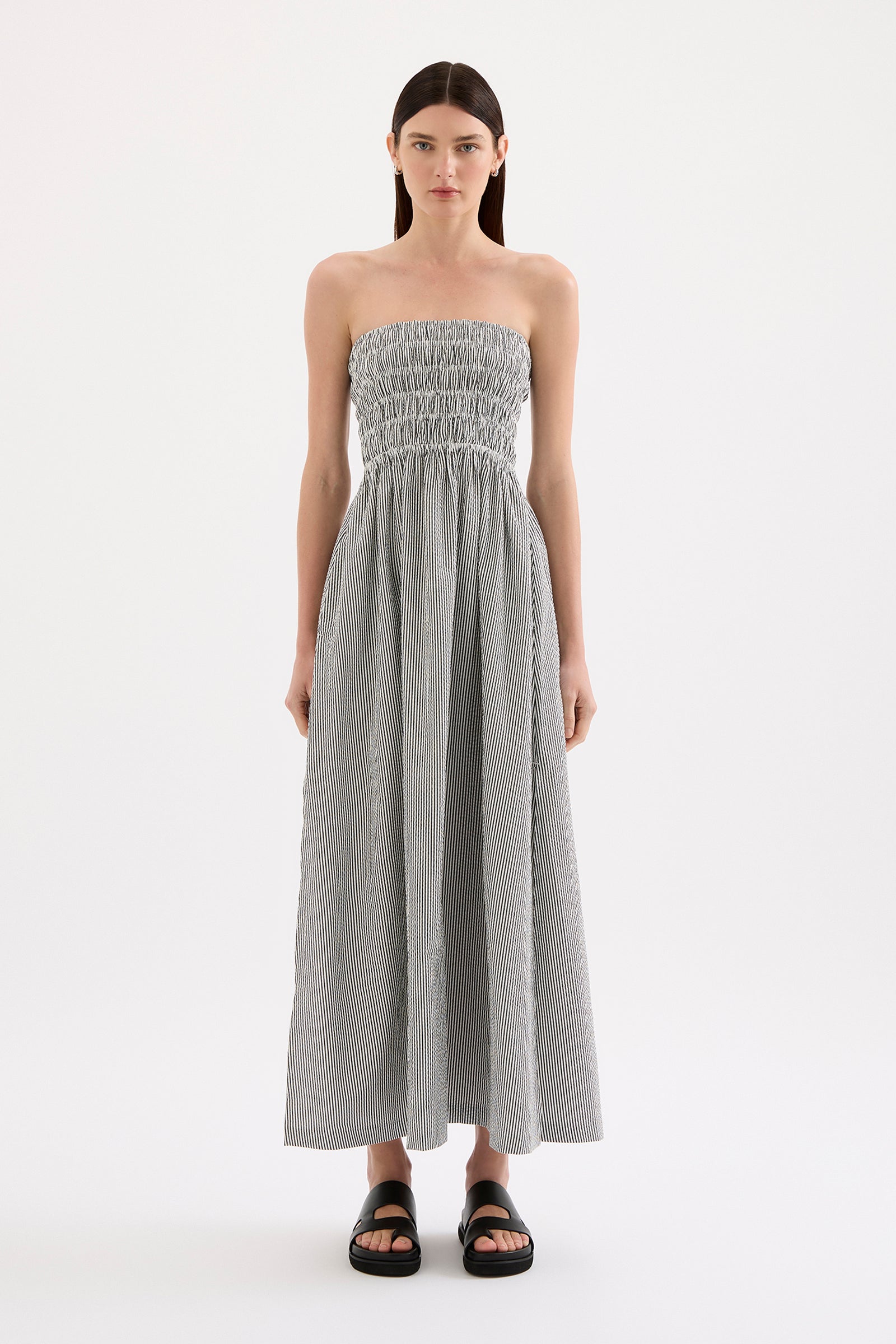 Quinn Maxi Dress Black Stripe 