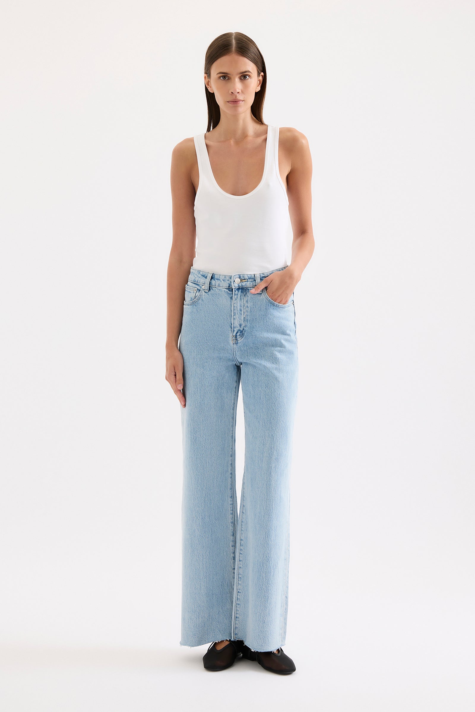 Cali Stretch Wide Leg Jean Sky Blue 