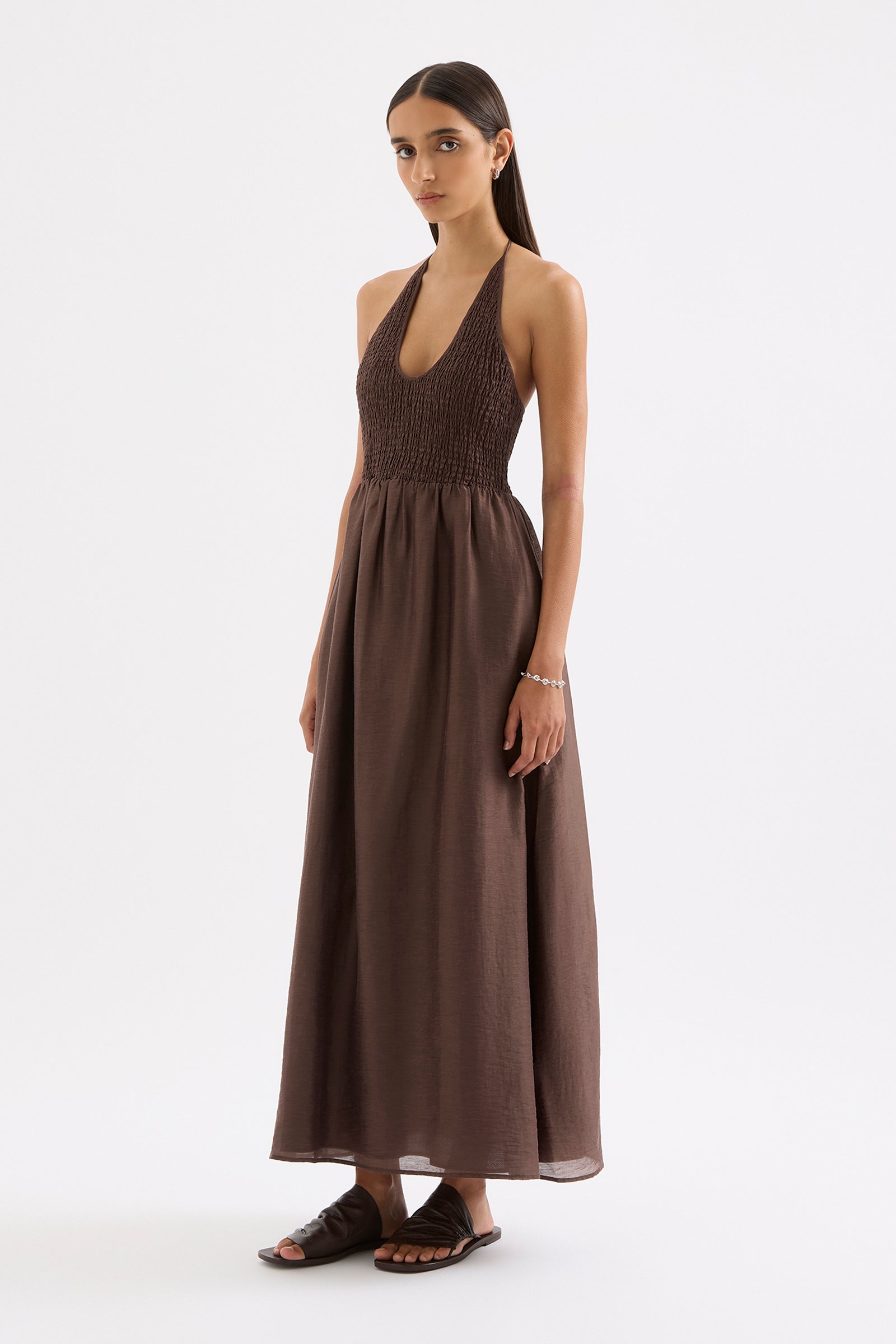 Womens Aliki Maxi Dress Lyocell Browns Size L