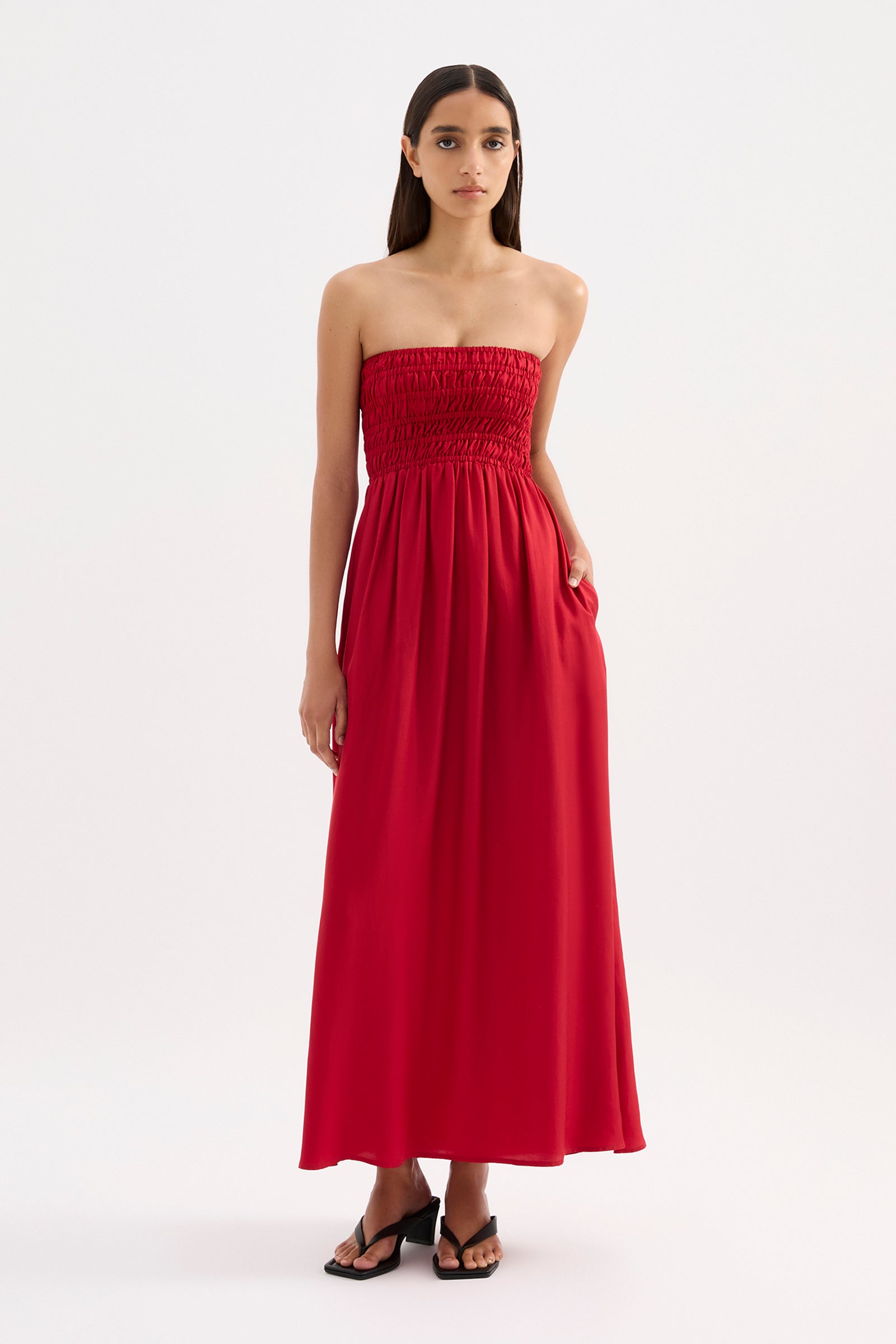 Zuri Tencel Maxi Dress Crimson 