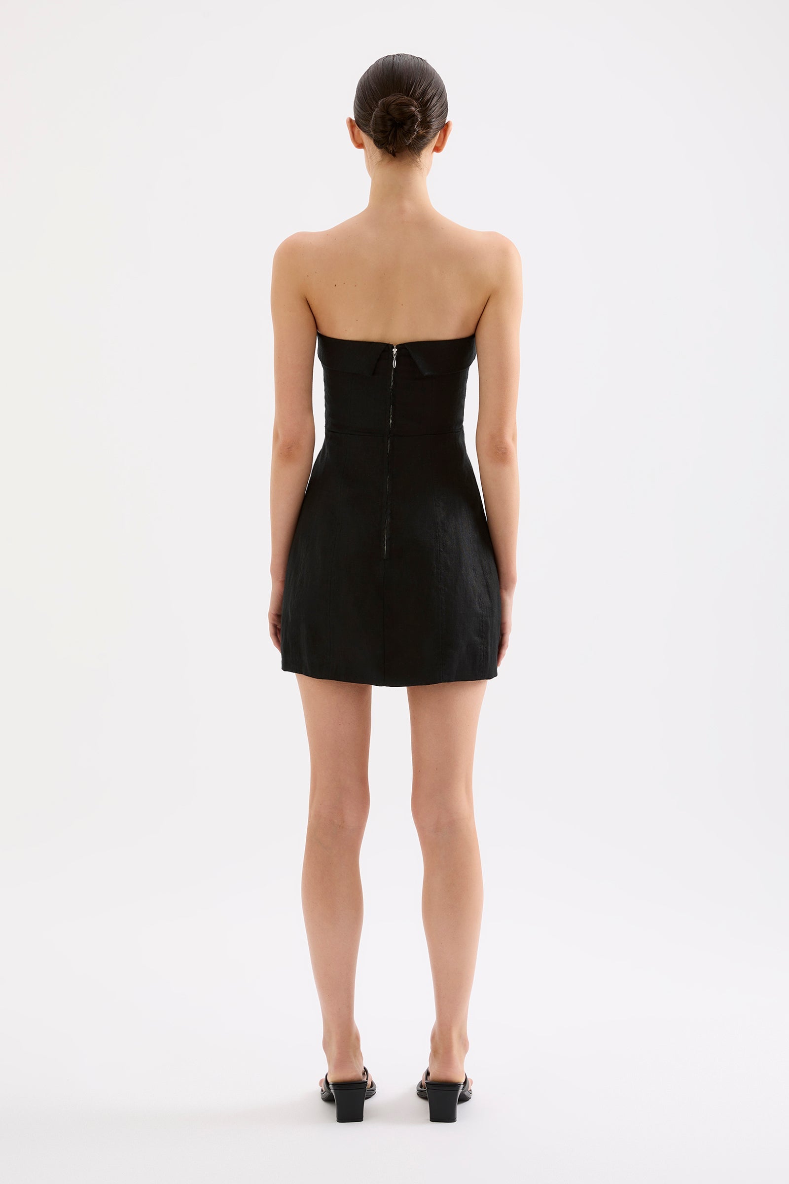 Womens Lyra Linen Dress Linen Blacks Size L