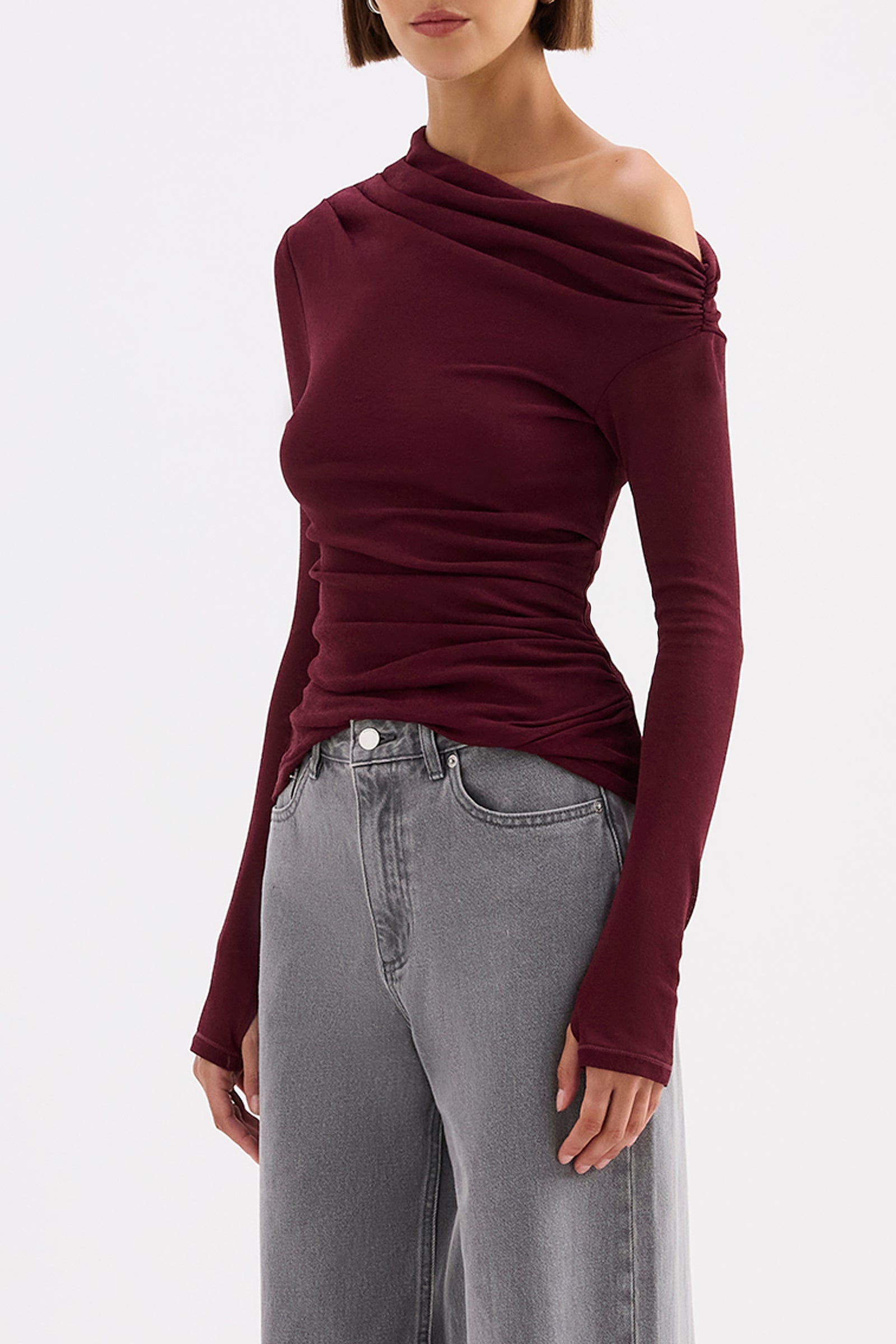 Rue Mesh Ls Top Merlot 