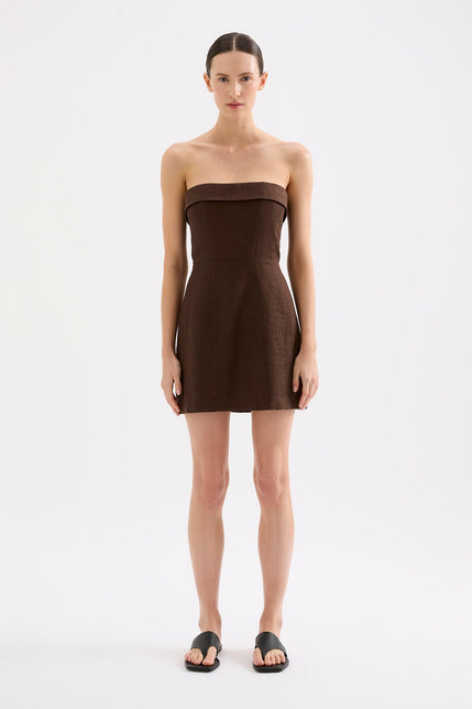 Lyra Linen Dress Chocolate 