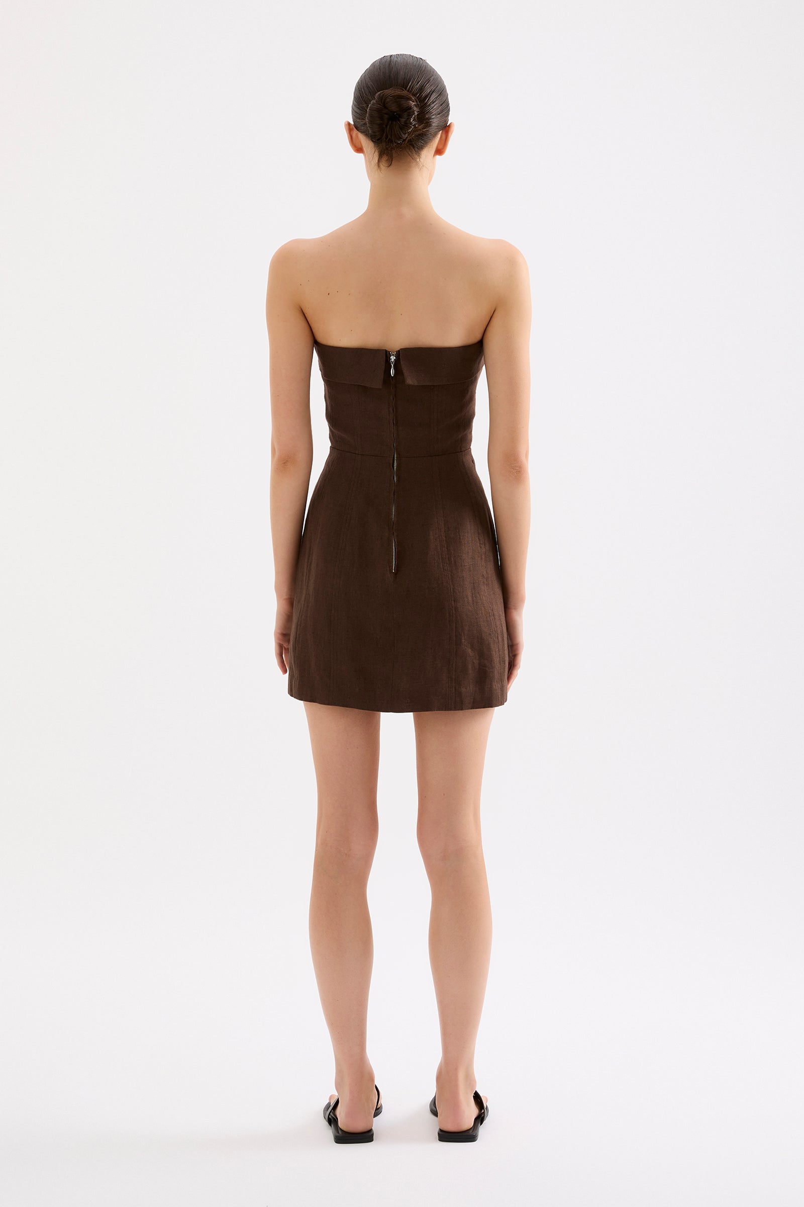 Lyra Linen Dress Chocolate 