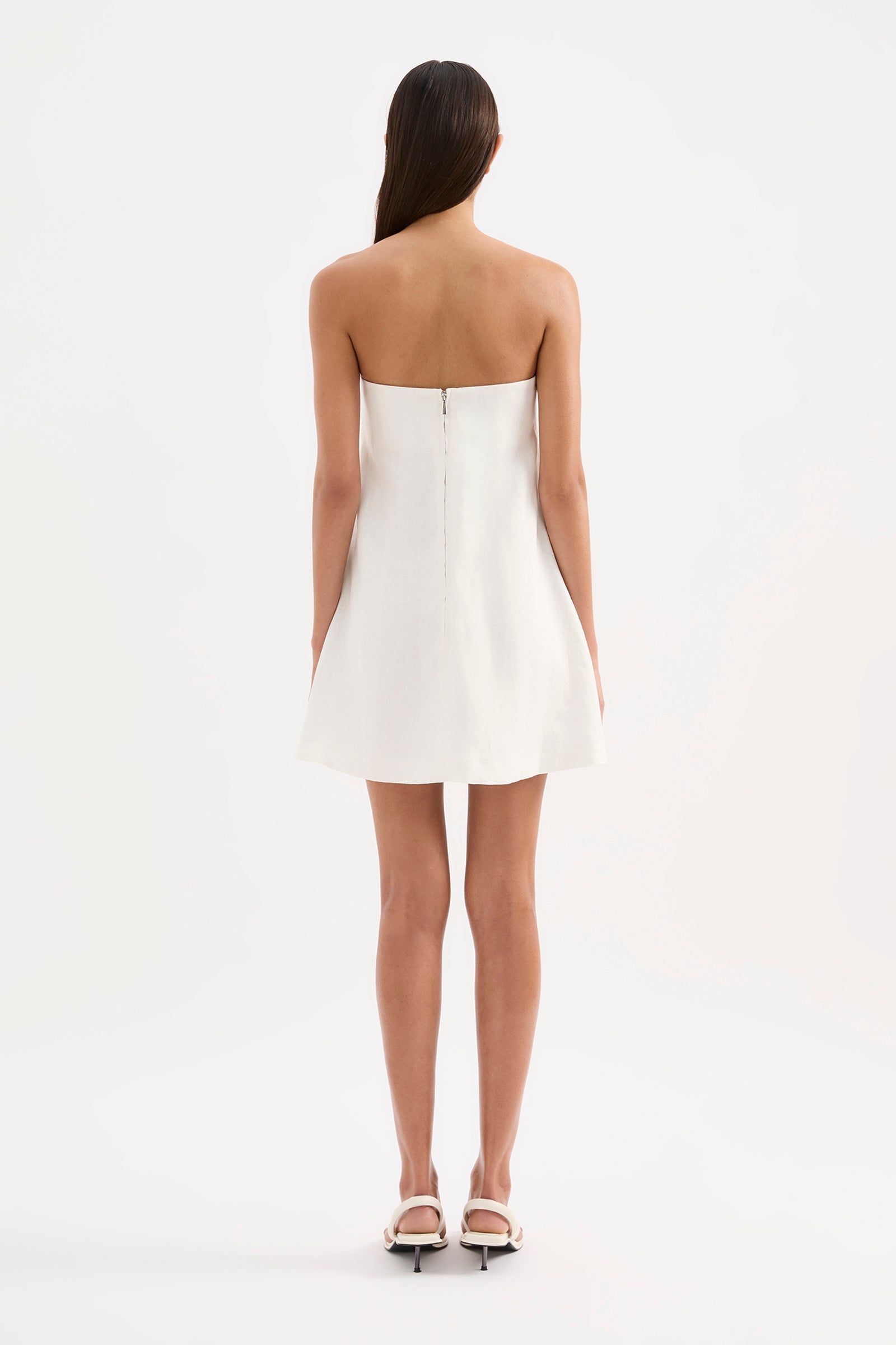 Elyse Linen Mini Dress White 