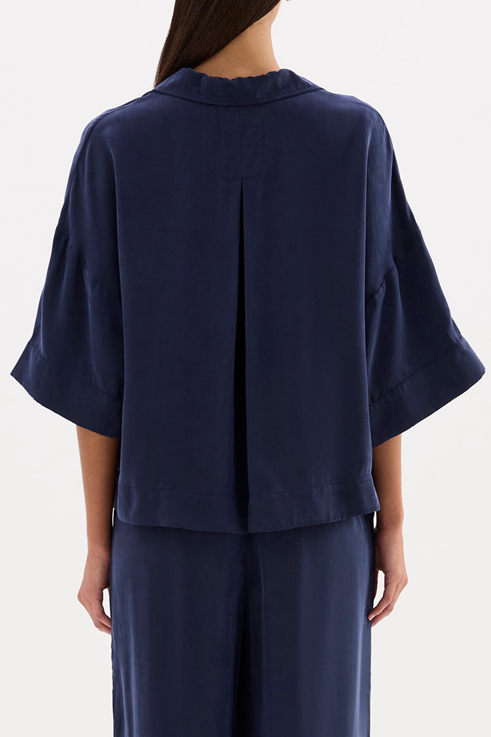 Rika Ss Cupro Shirt Midnight 