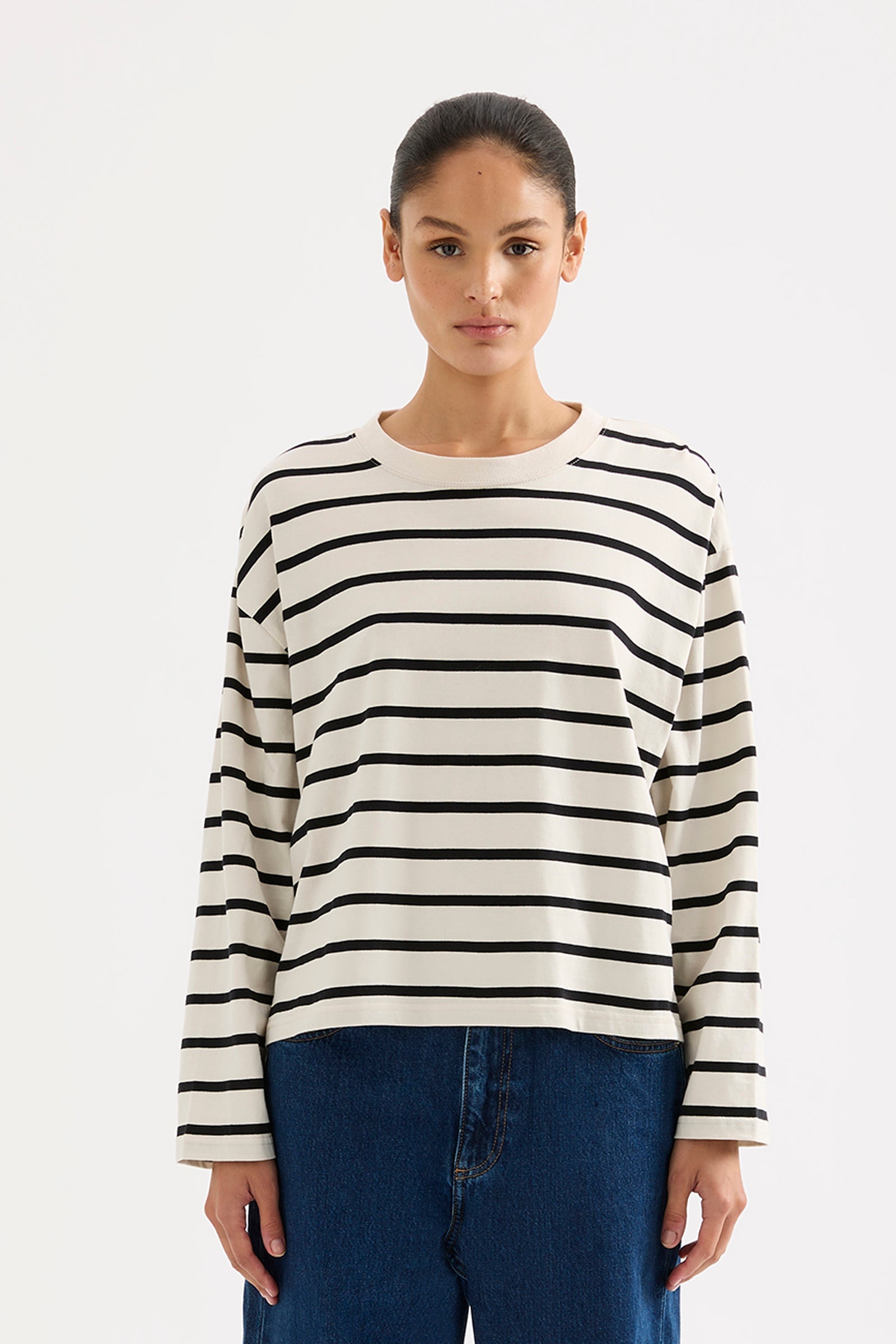 Val Stripe Ls Tee Bone Stripe 