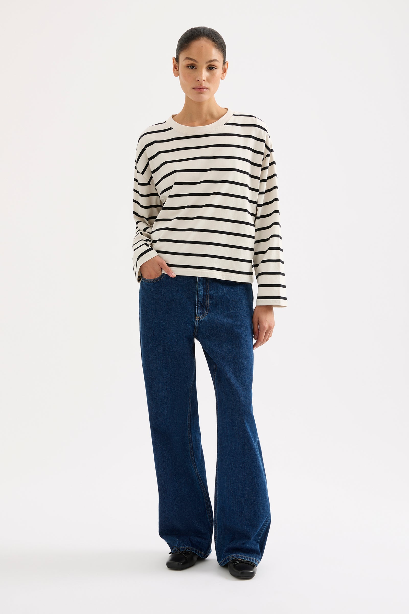 Val Stripe Ls Tee Bone Stripe 