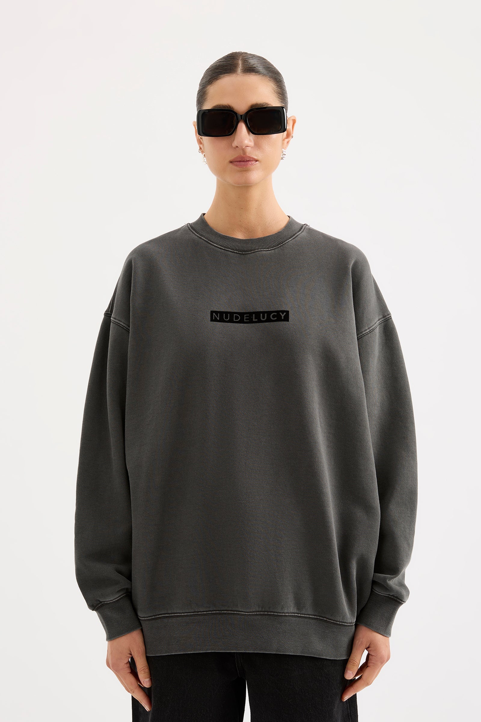 Nude Lucy Oversized Sweat Washed Black 